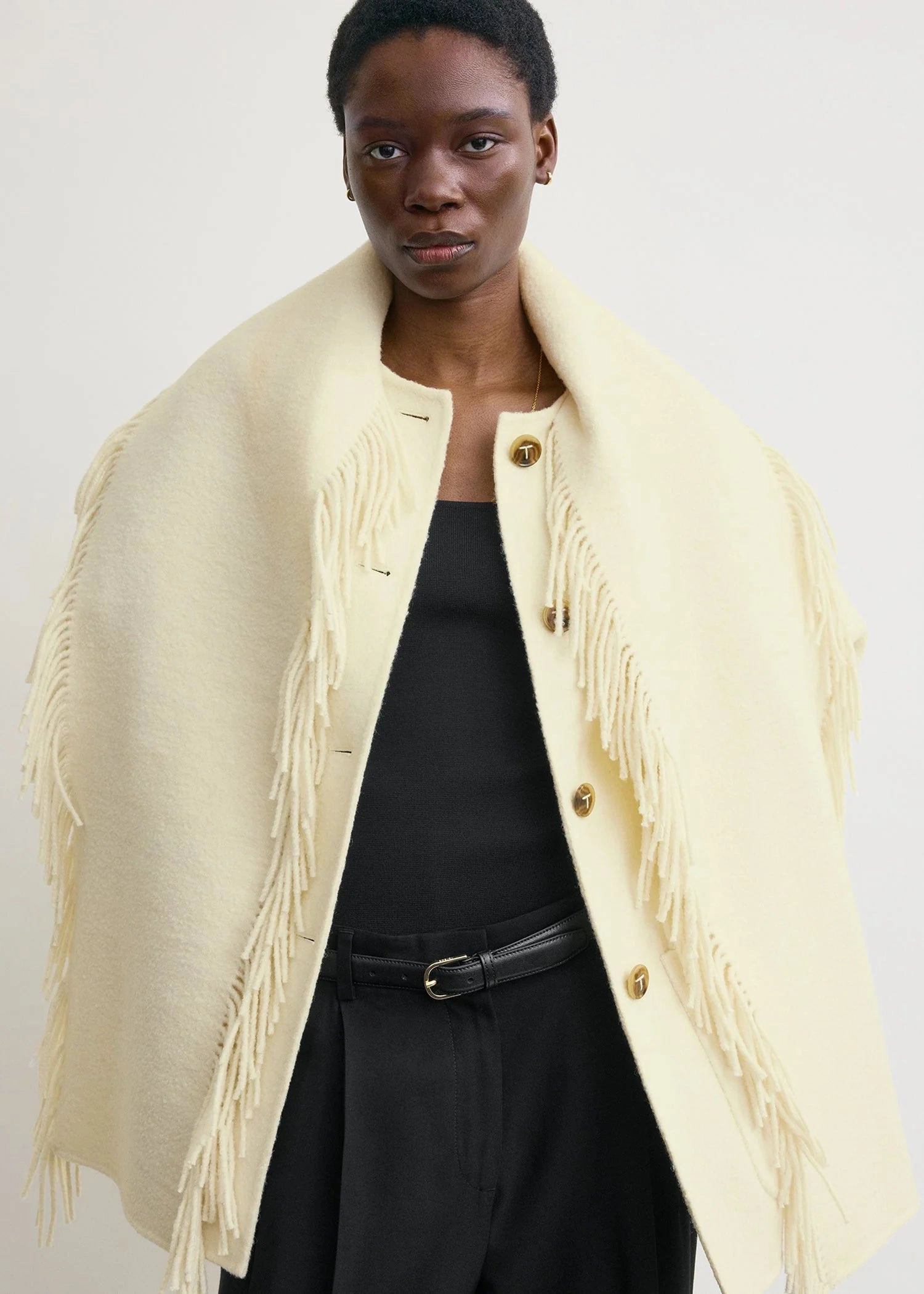 Prevent Fringed Scarf Jacket in Winter White