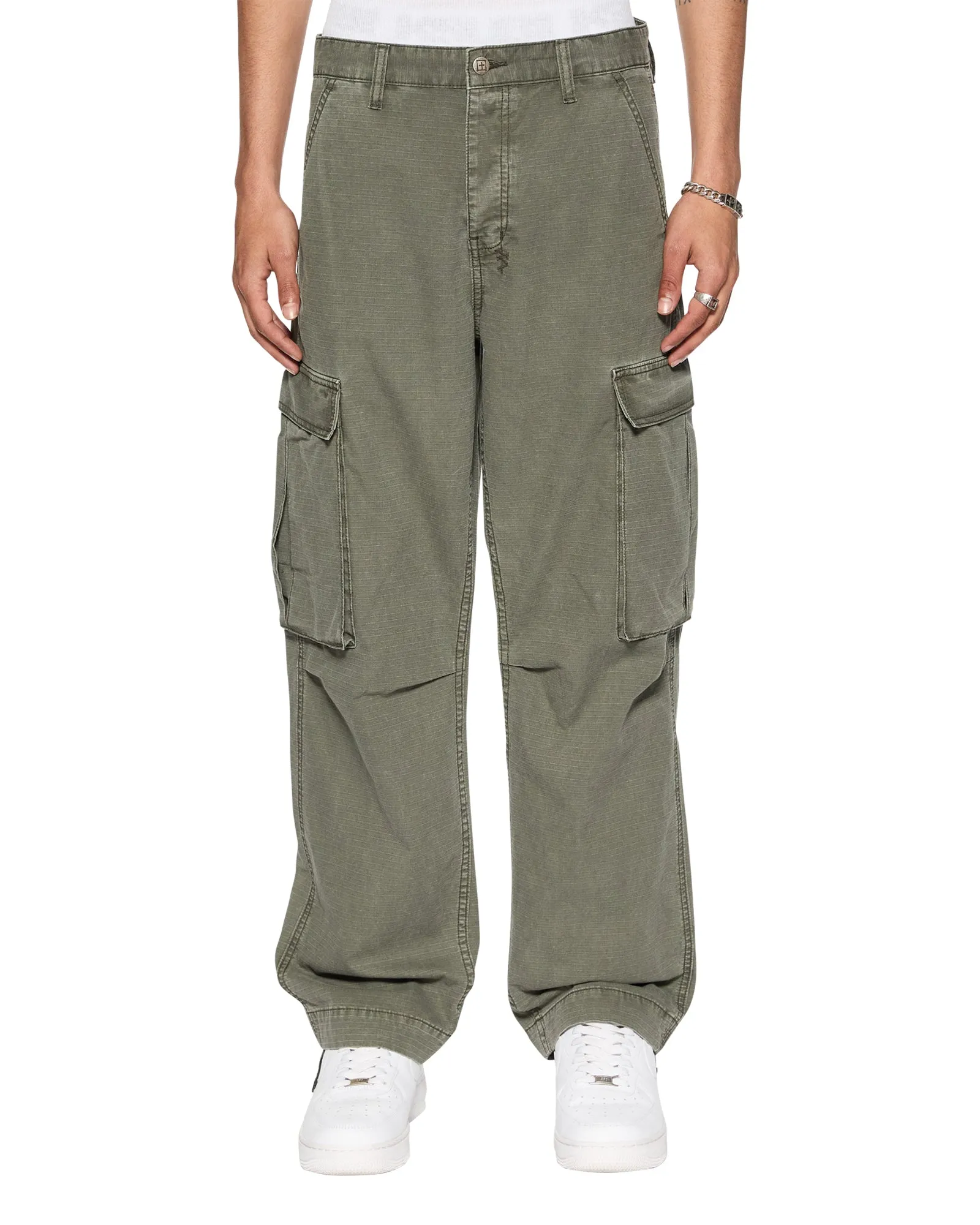 Light wash Contoured Panel Design FUGITIVE CARGO PANT FOREST