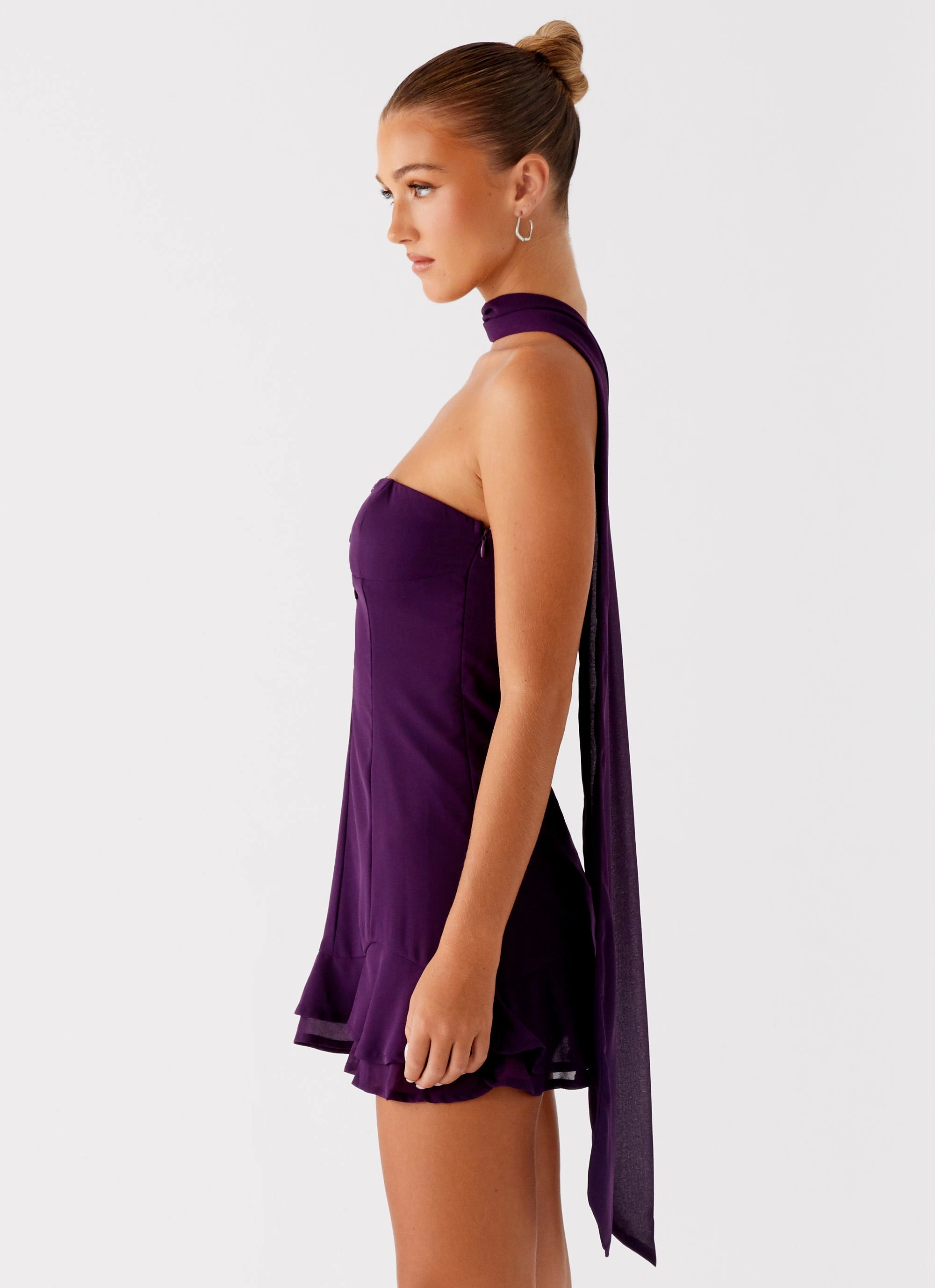 Daily Comfort Elegant Detail Avenue Mini Dress - Plum