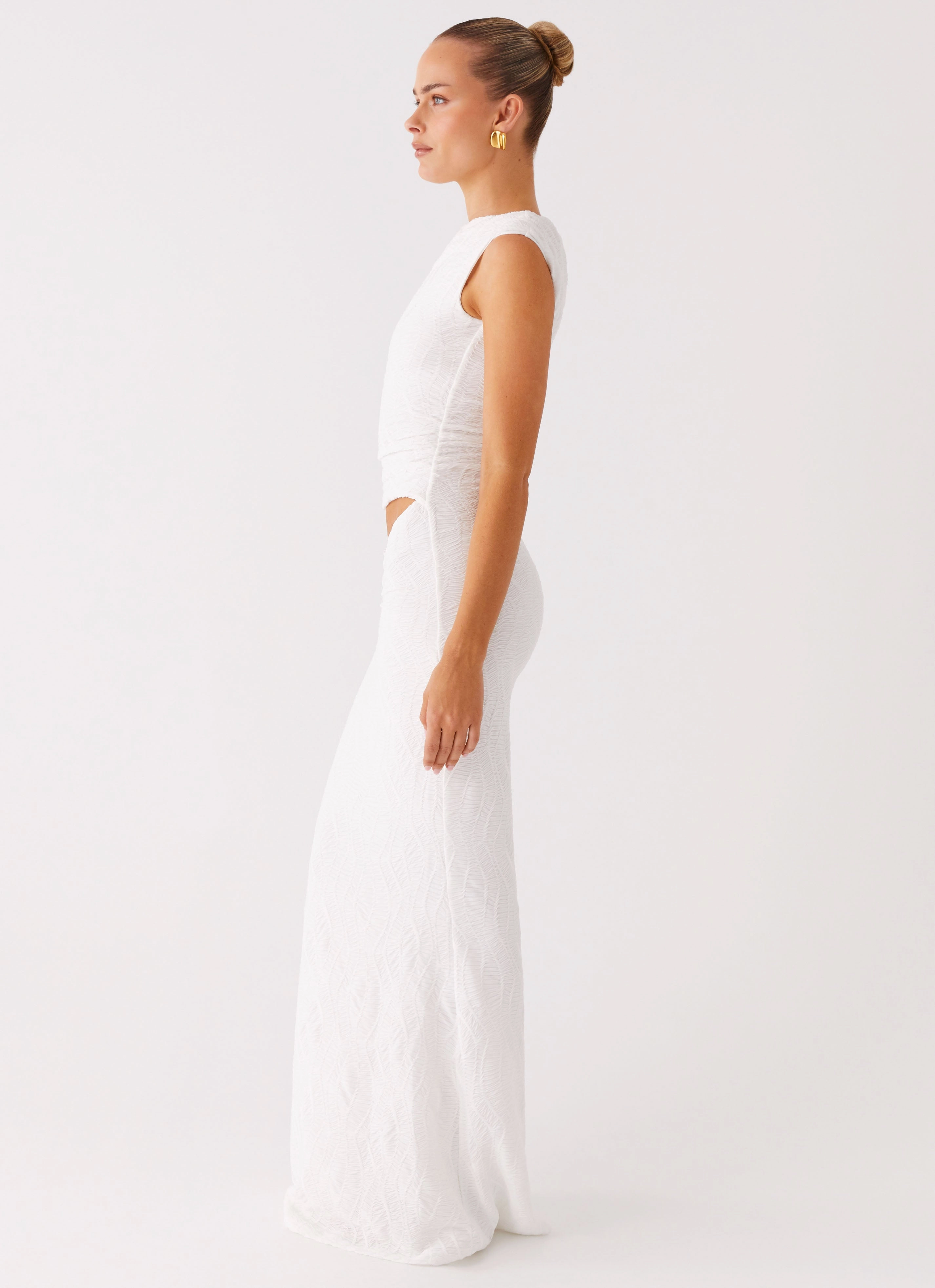 Transitional Style Galantis One Shoulder Maxi Dress - White