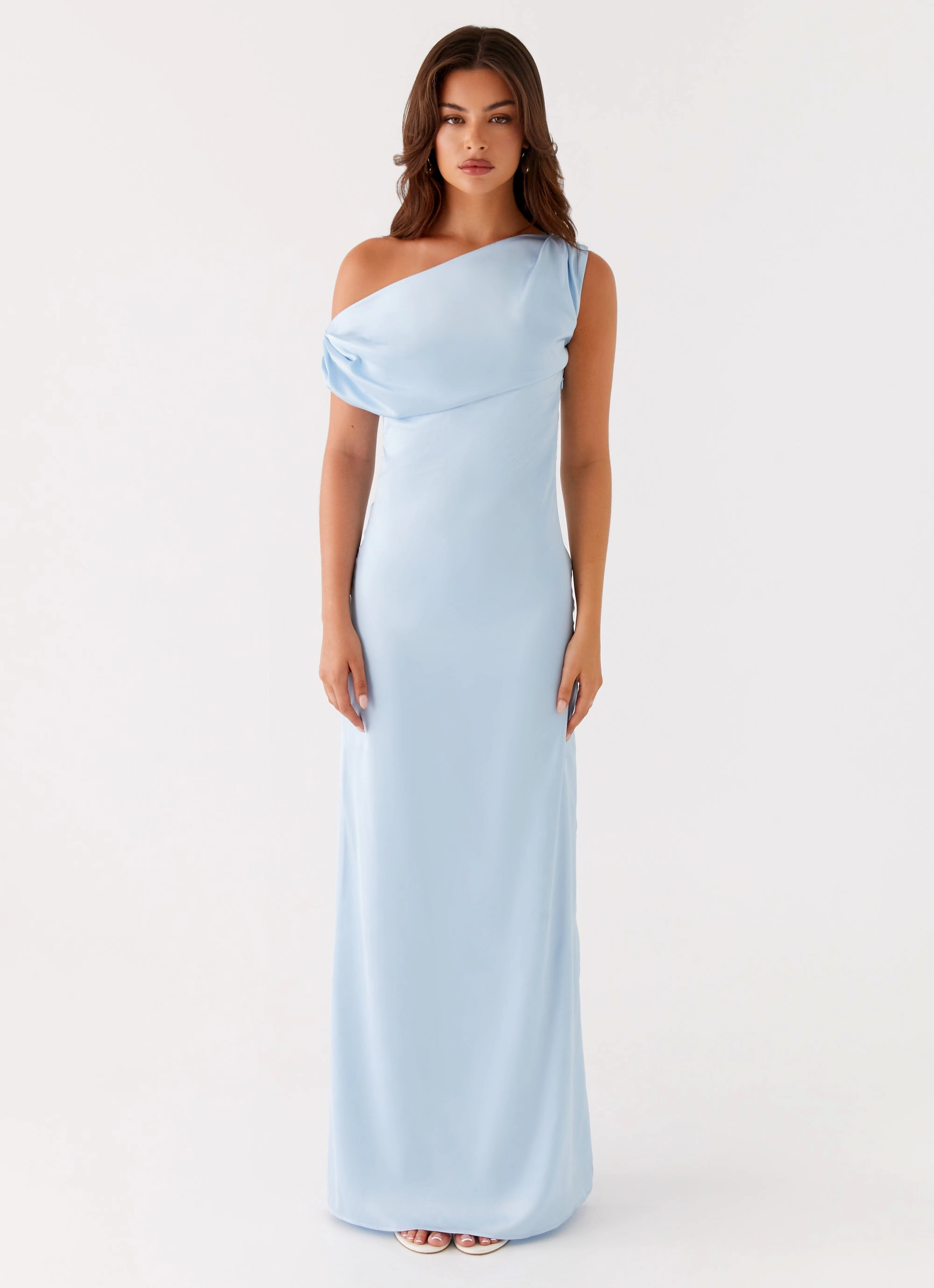 luxe feel Heart Of Glass Satin Maxi Dress - Blue