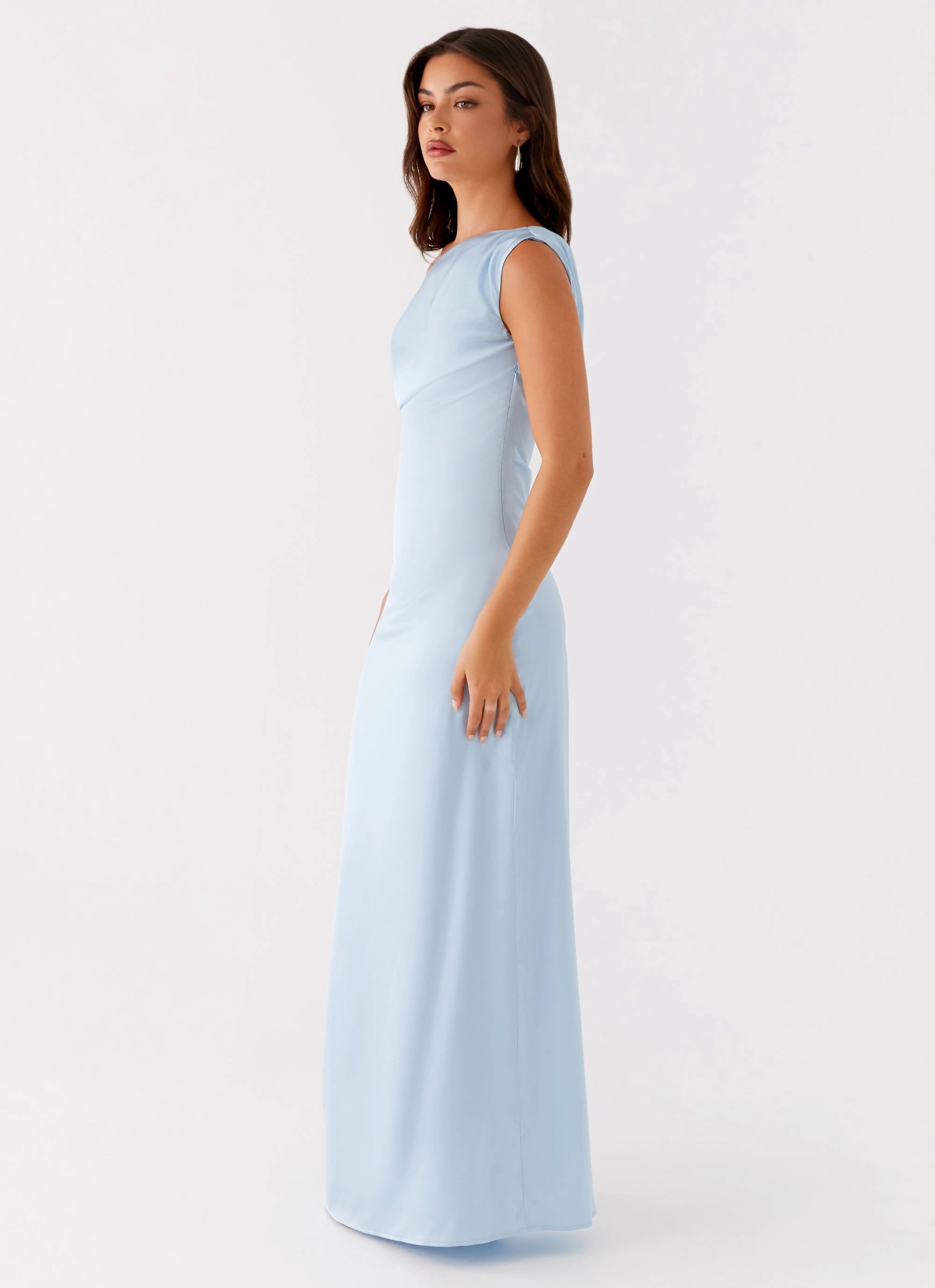 Heart Of Glass Satin Maxi Dress - Blue High-waist