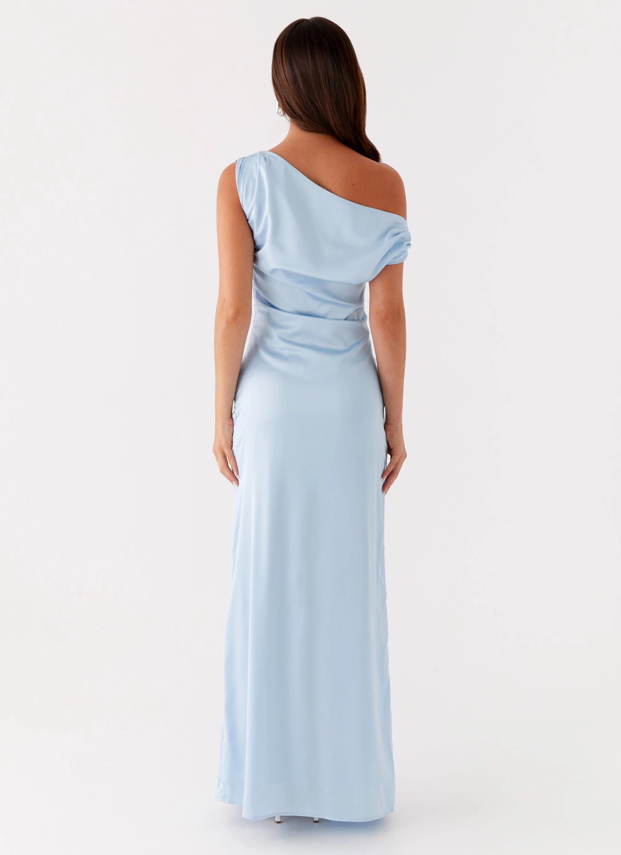 Heart Of Glass Satin Maxi Dress - Blue Elegant Mature Fashion-Forward Fit