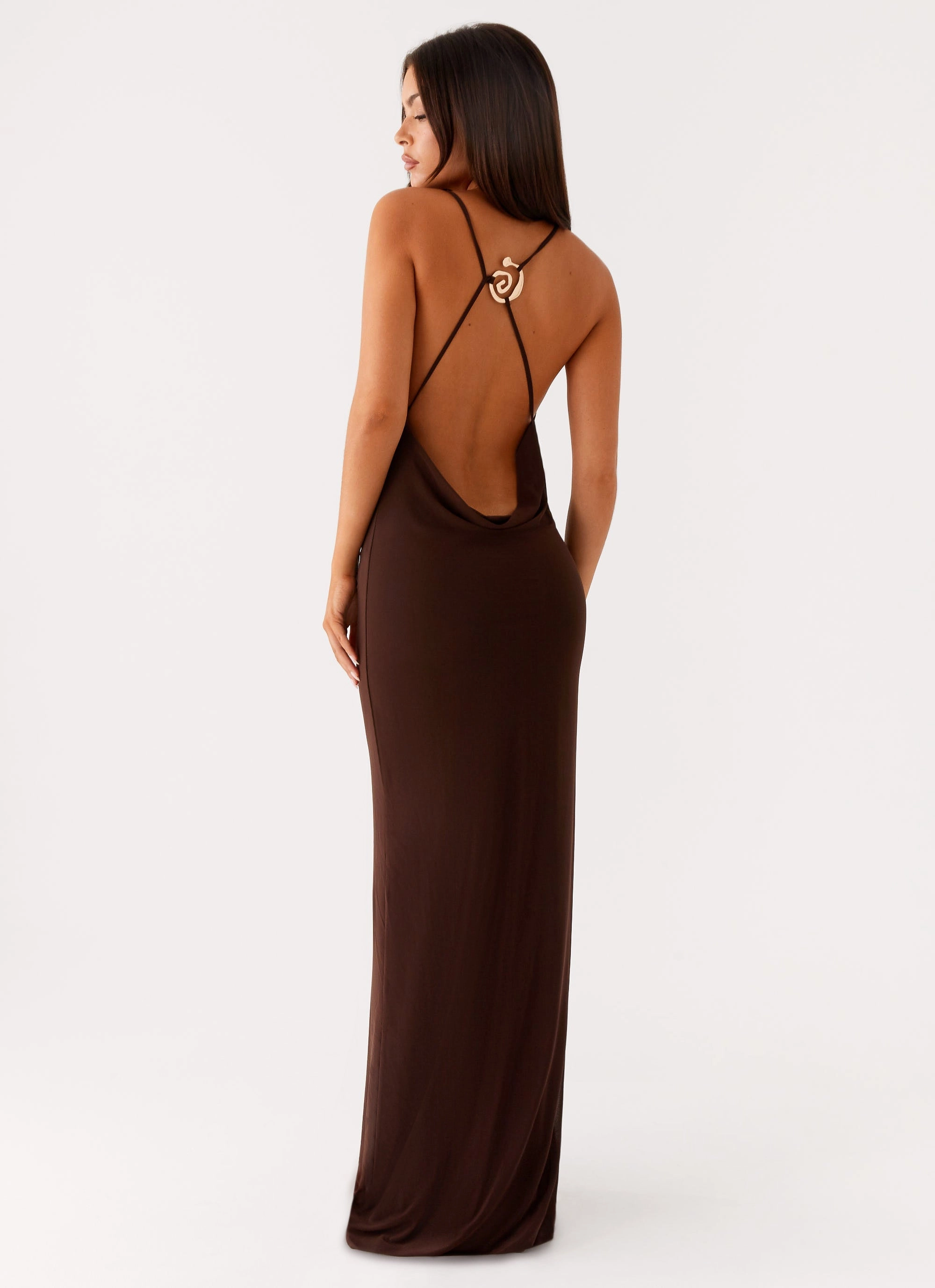 monochrome Game Player Maxi Dress - Chocolate