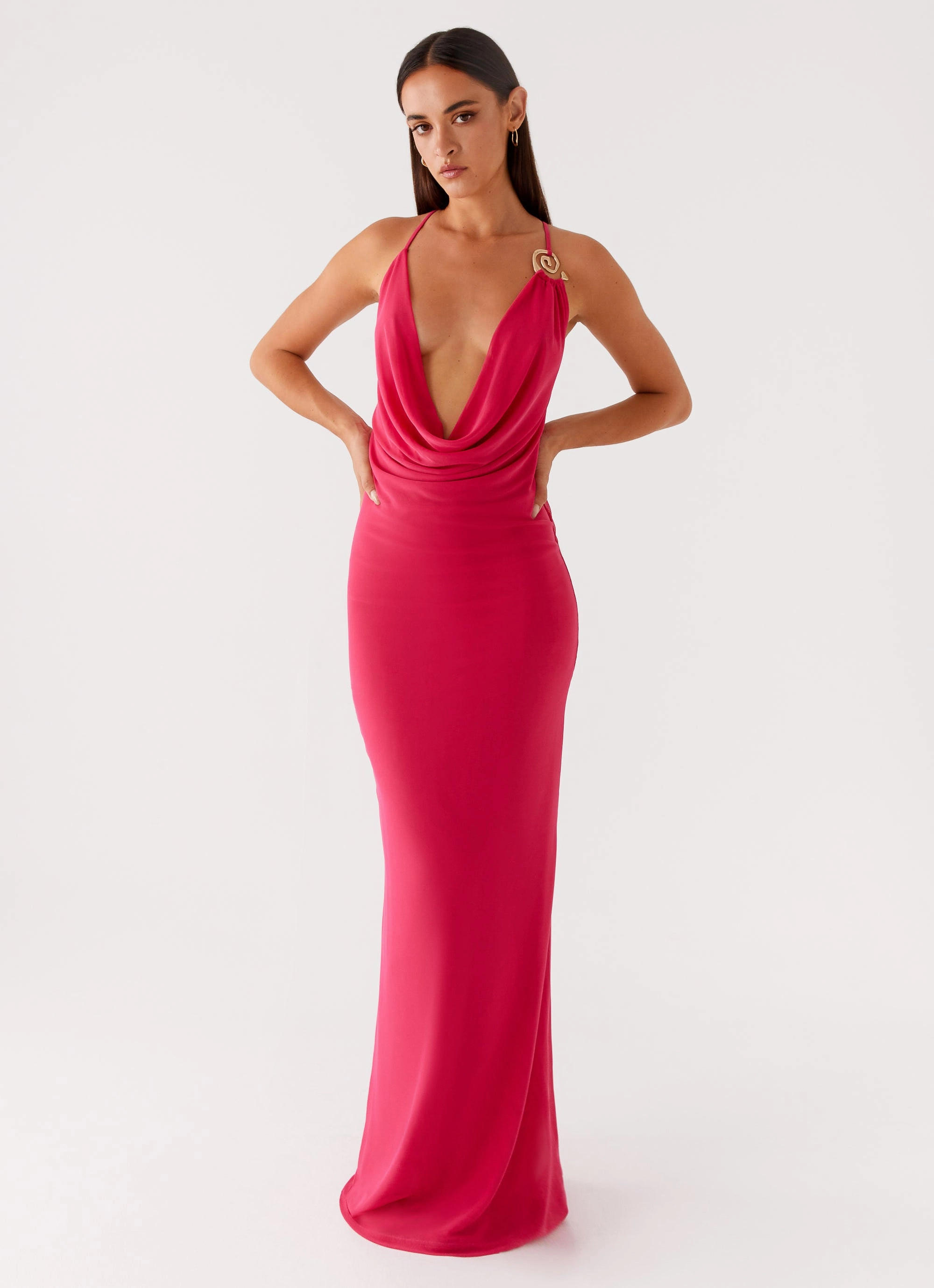 Texture Feel Game Player Maxi Dress - Hot Pink