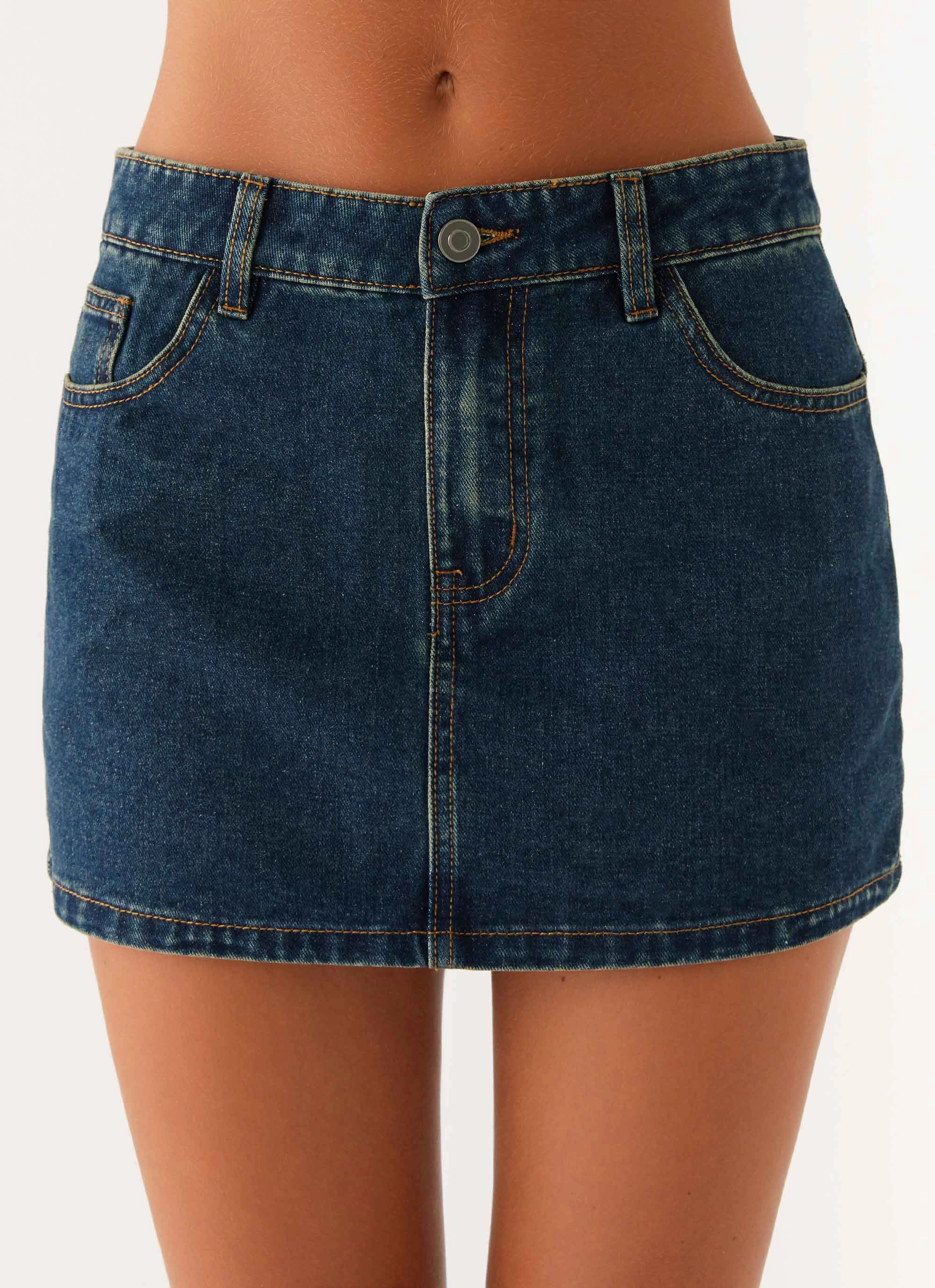Gentle Flow Maysa Low Rise Mini Skirt - Washed Denim