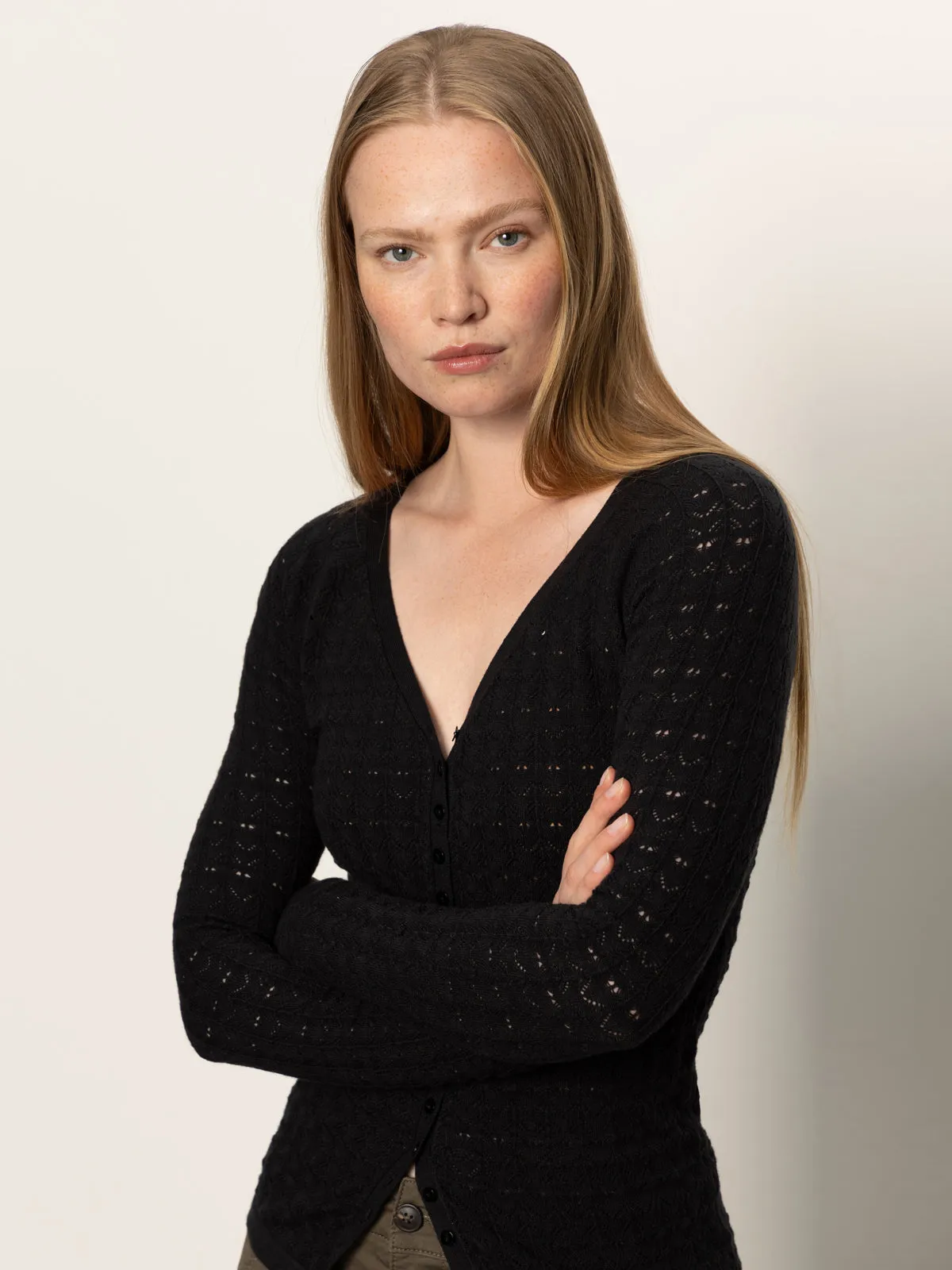 Fitted Raglan Cardi Black Durable Weave Active Wear