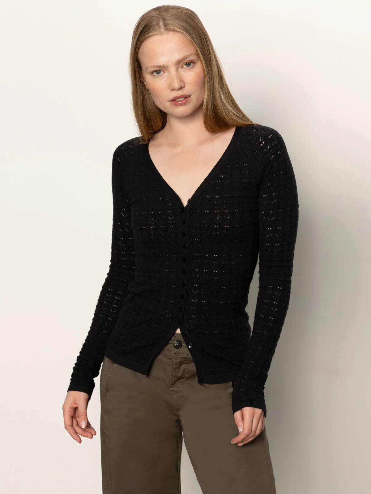 MeshLining Seamless Design Fitted Raglan Cardi Black