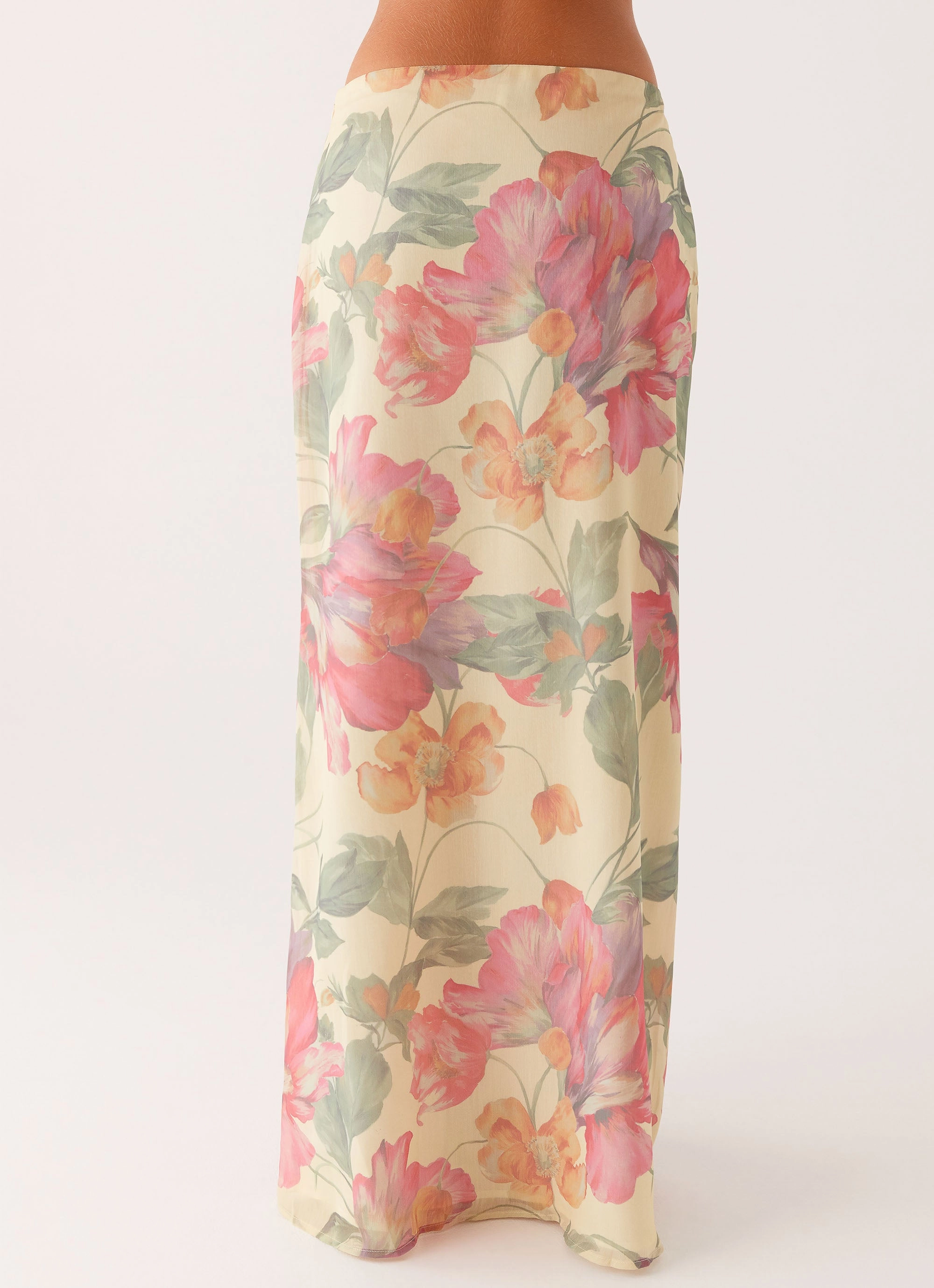 Airy Look Soulful Low Rise Maxi Skirt - Yellow Peony