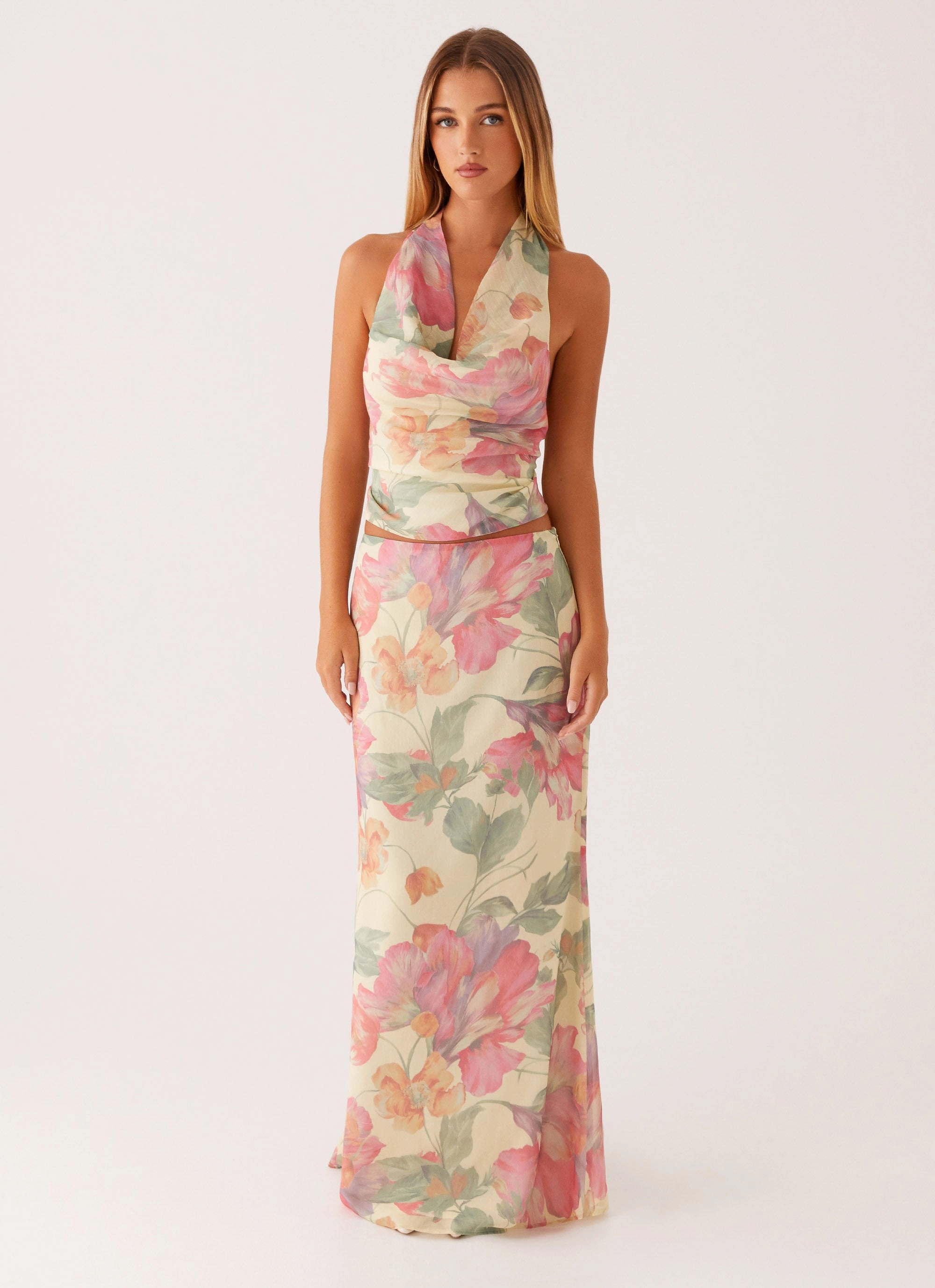 Soulful Low Rise Maxi Skirt - Yellow Peony Tear Resistant Material