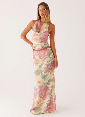 Soulful Low Rise Maxi Skirt - Yellow Peony Outfit Moodboard