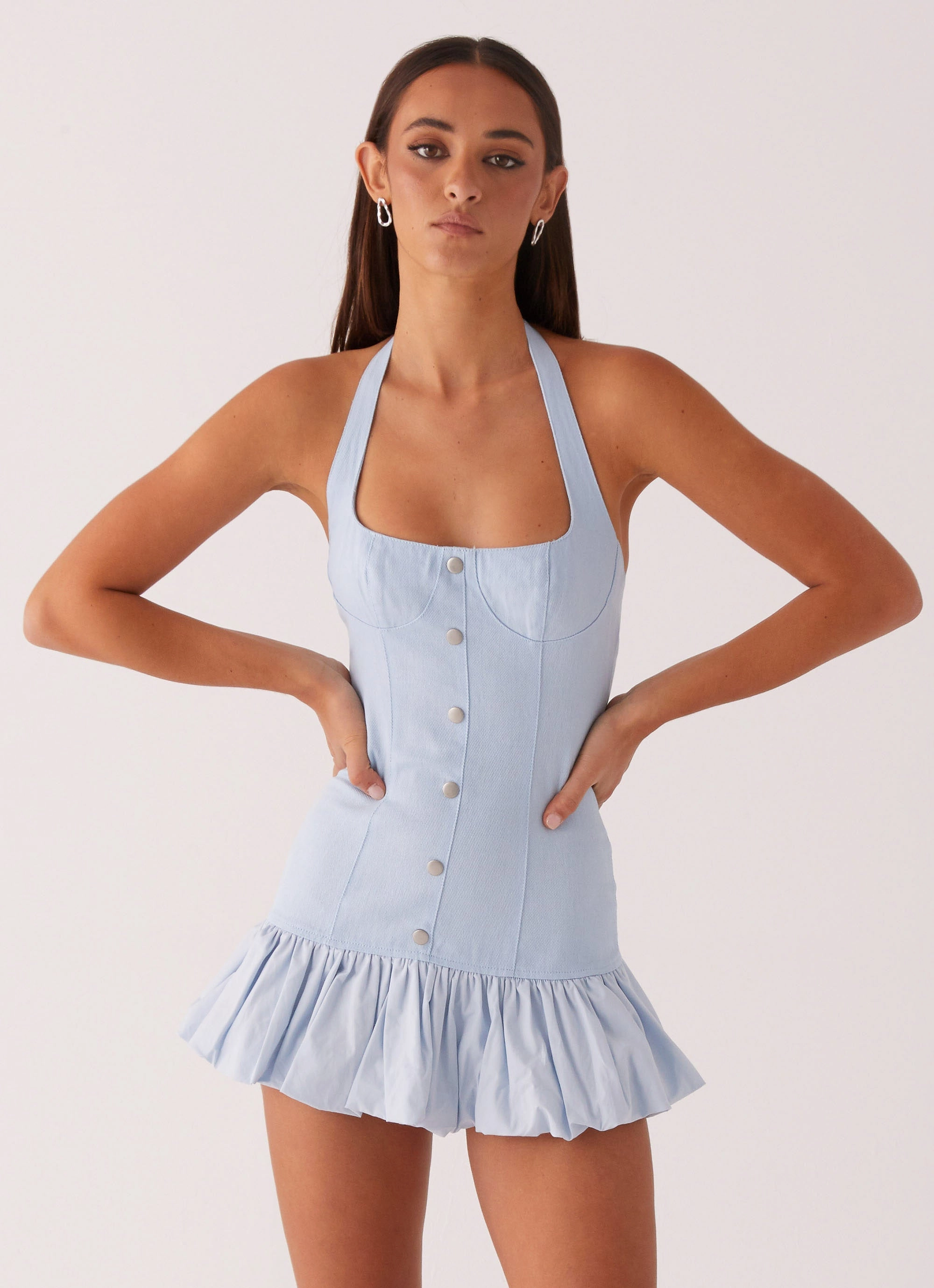 Georgina Denim Mini Dress - Light Blue Smart Design