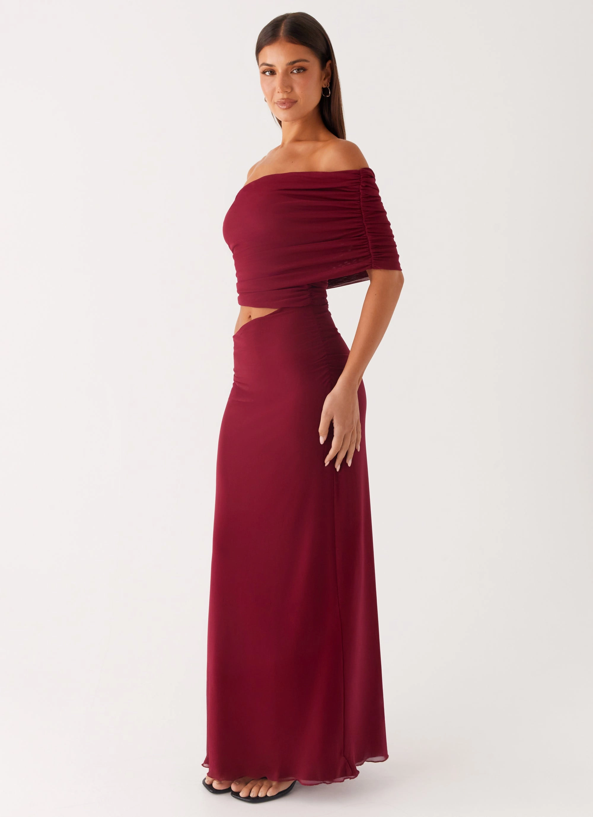 Warranty-Included Chic and Flattering Gillian Maxi Dress - Maroon
