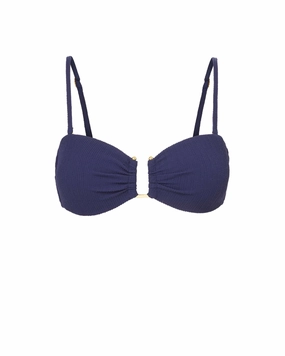Gina Top In Navy Texture Moisture Wicking Swim