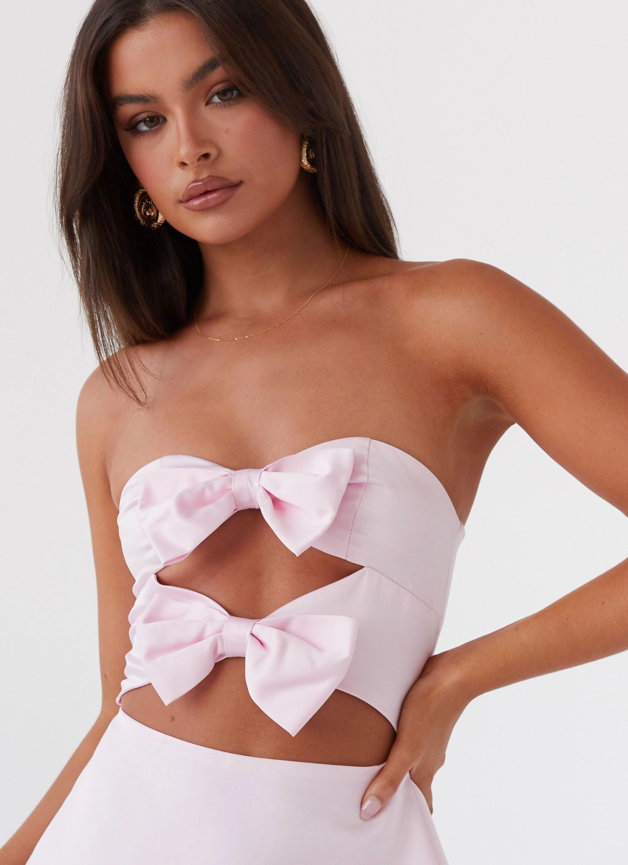 Girl Crush Bow Mini Dress - Pink Convertible Style Clean Style