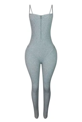 Give Me A Break Ribbed Knit Jumpsuit Flattering Comfort