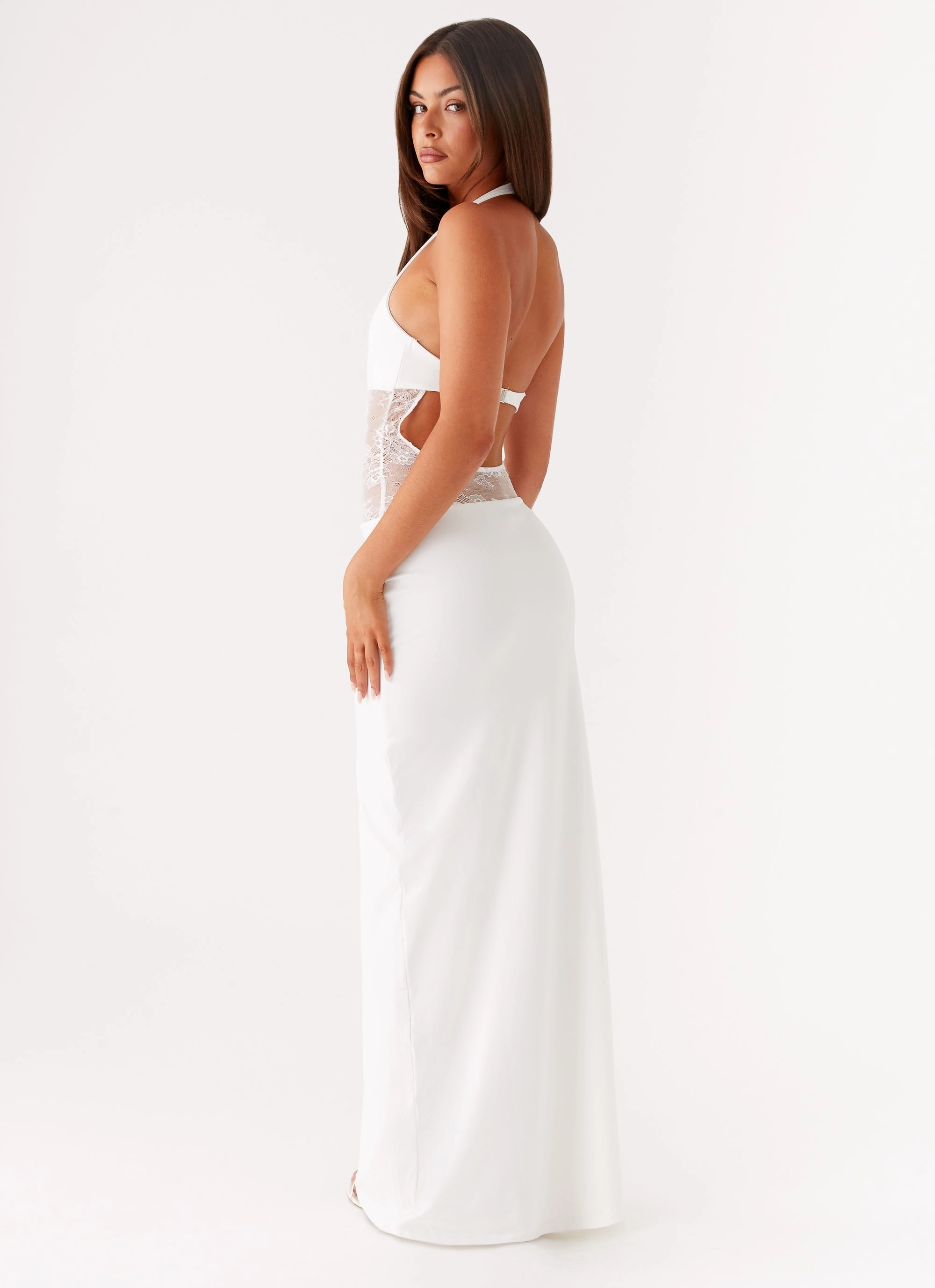 Cozy Texture Polite Color Main Focus Maxi Dress - White