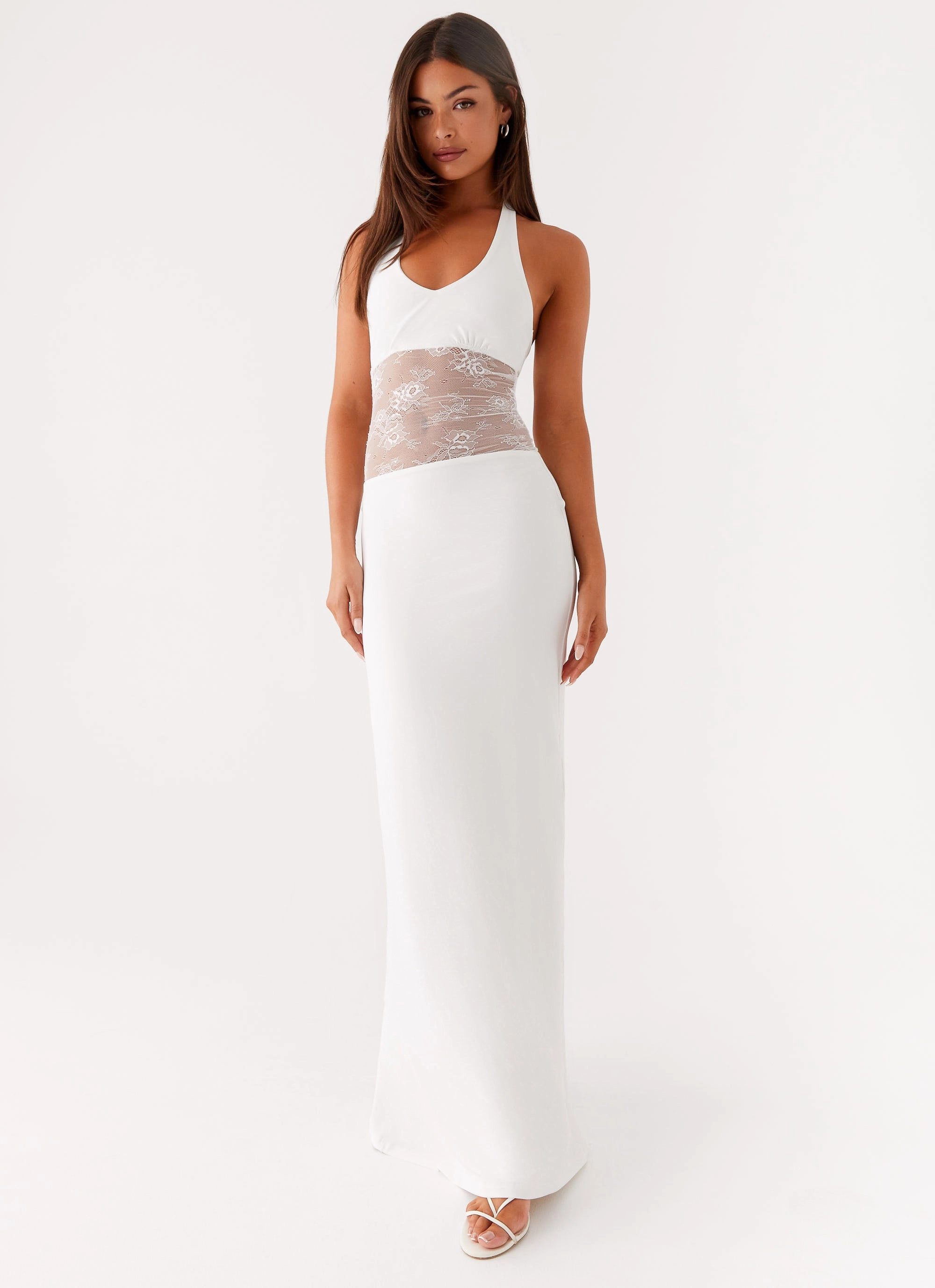 Scalloped-Edge Tall-Fit Main Focus Maxi Dress - White