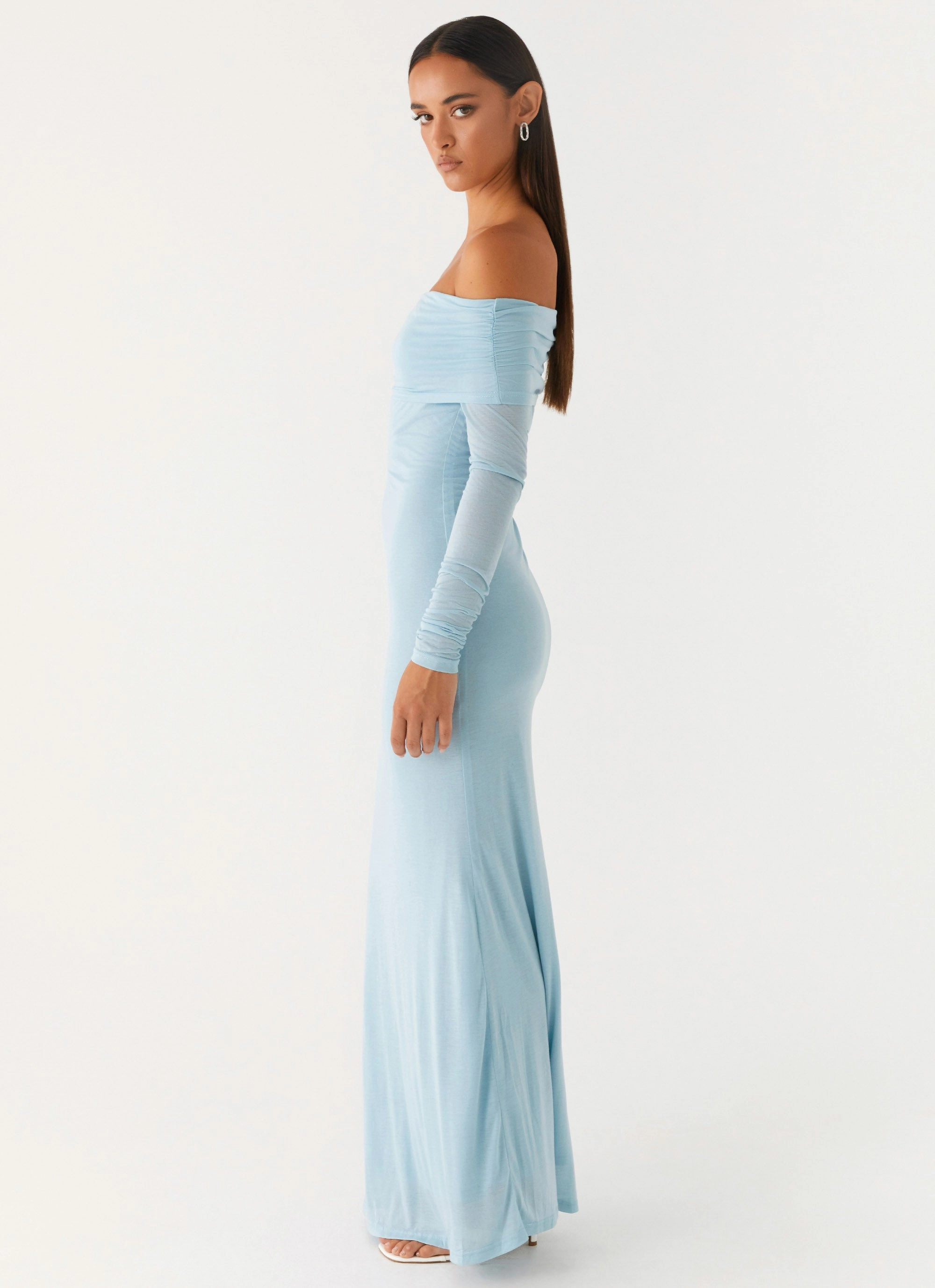 Cocoa Long Sleeve Maxi Dress - Blue Minimal Details BreathableLining
