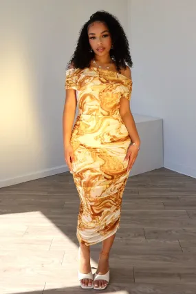 Functional Fit Golden Hour Mesh Ruched Dress