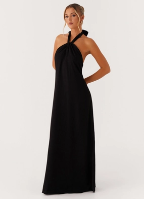 Sophisticated Vibe Golden Child Linen Maxi Dress - Black