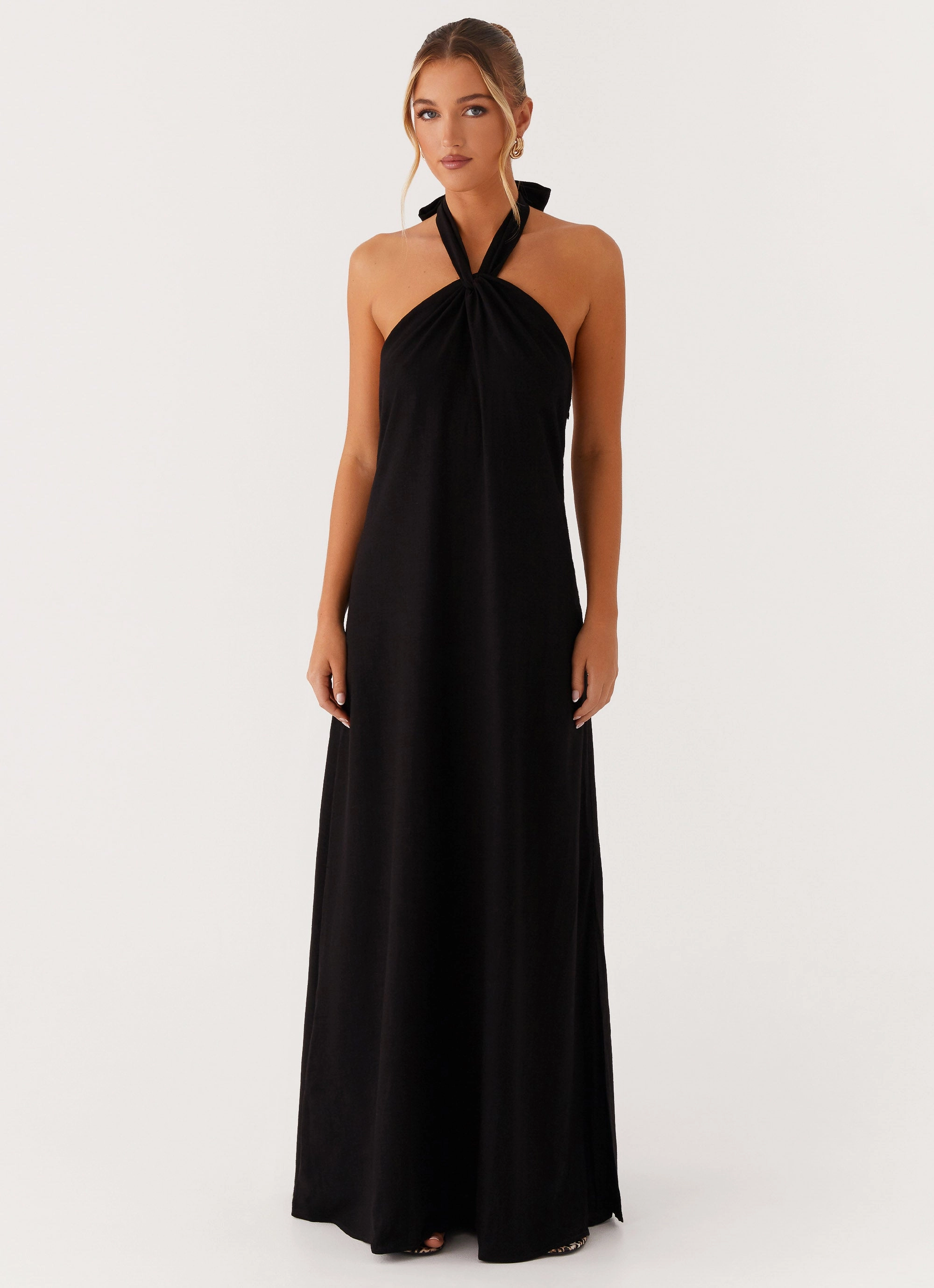 Golden Child Linen Maxi Dress - Black Sleek Vibe