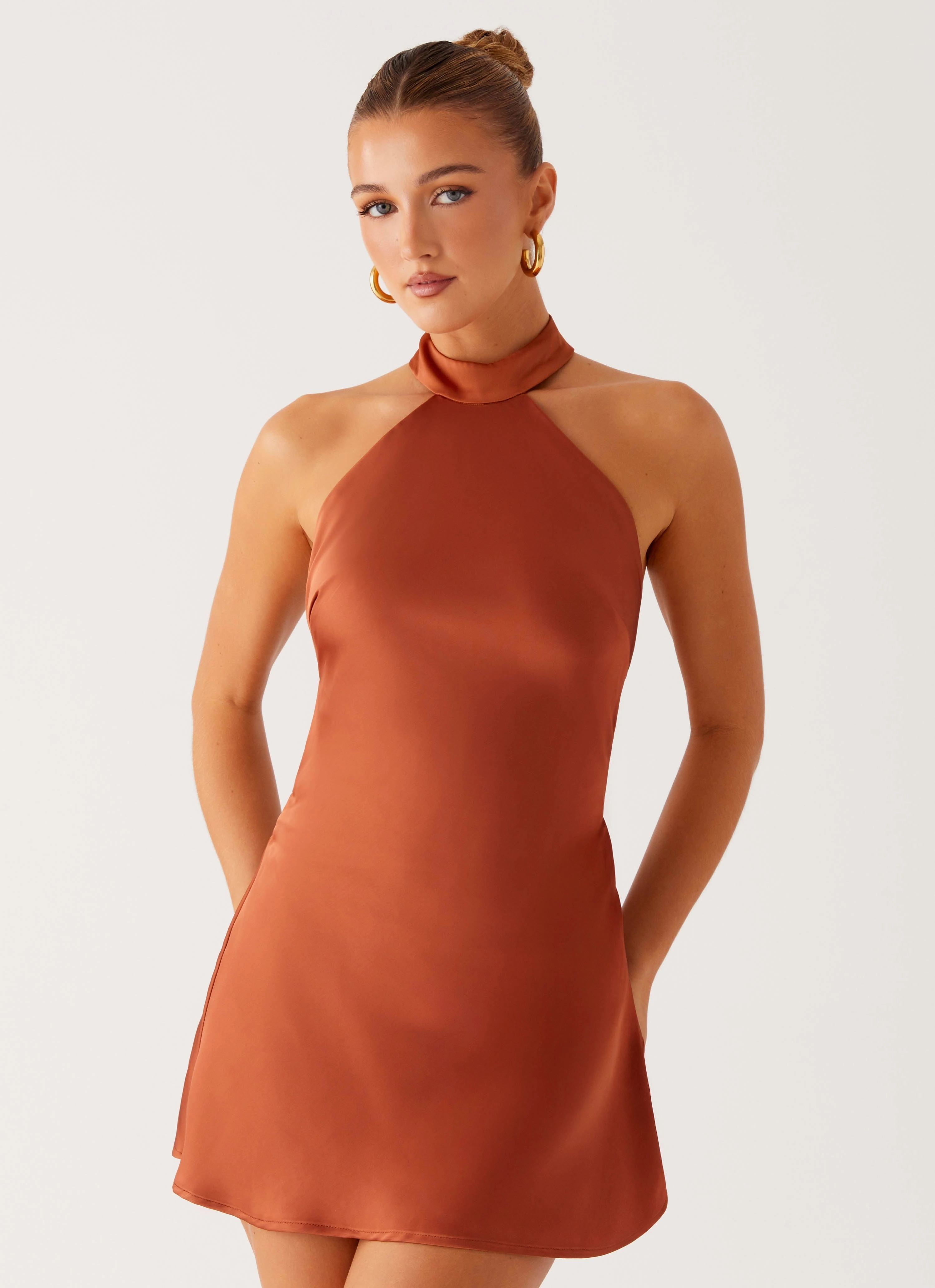 Laid Back Look Golden Dunes Mini Dress - Rust