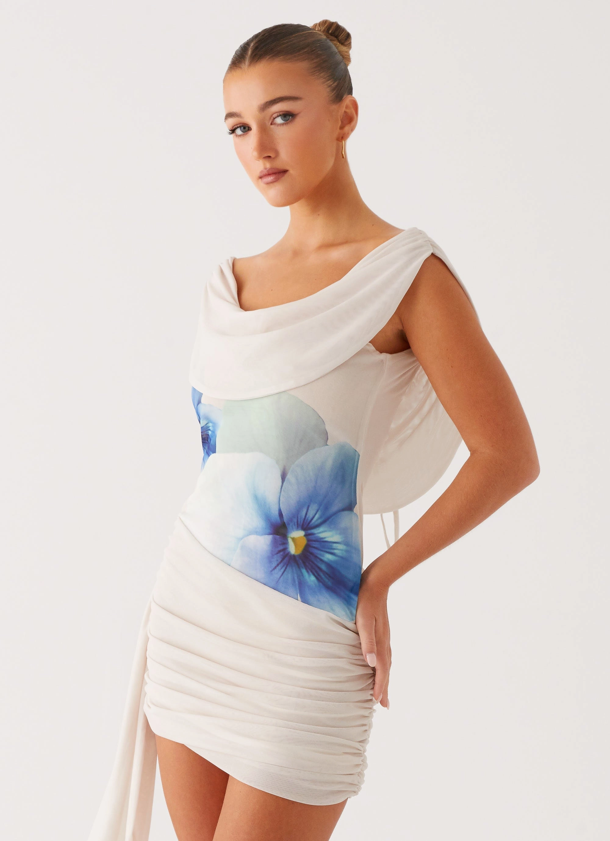 Good Fortune Mini Dress - Ivory Lace-Edge Textured Flow