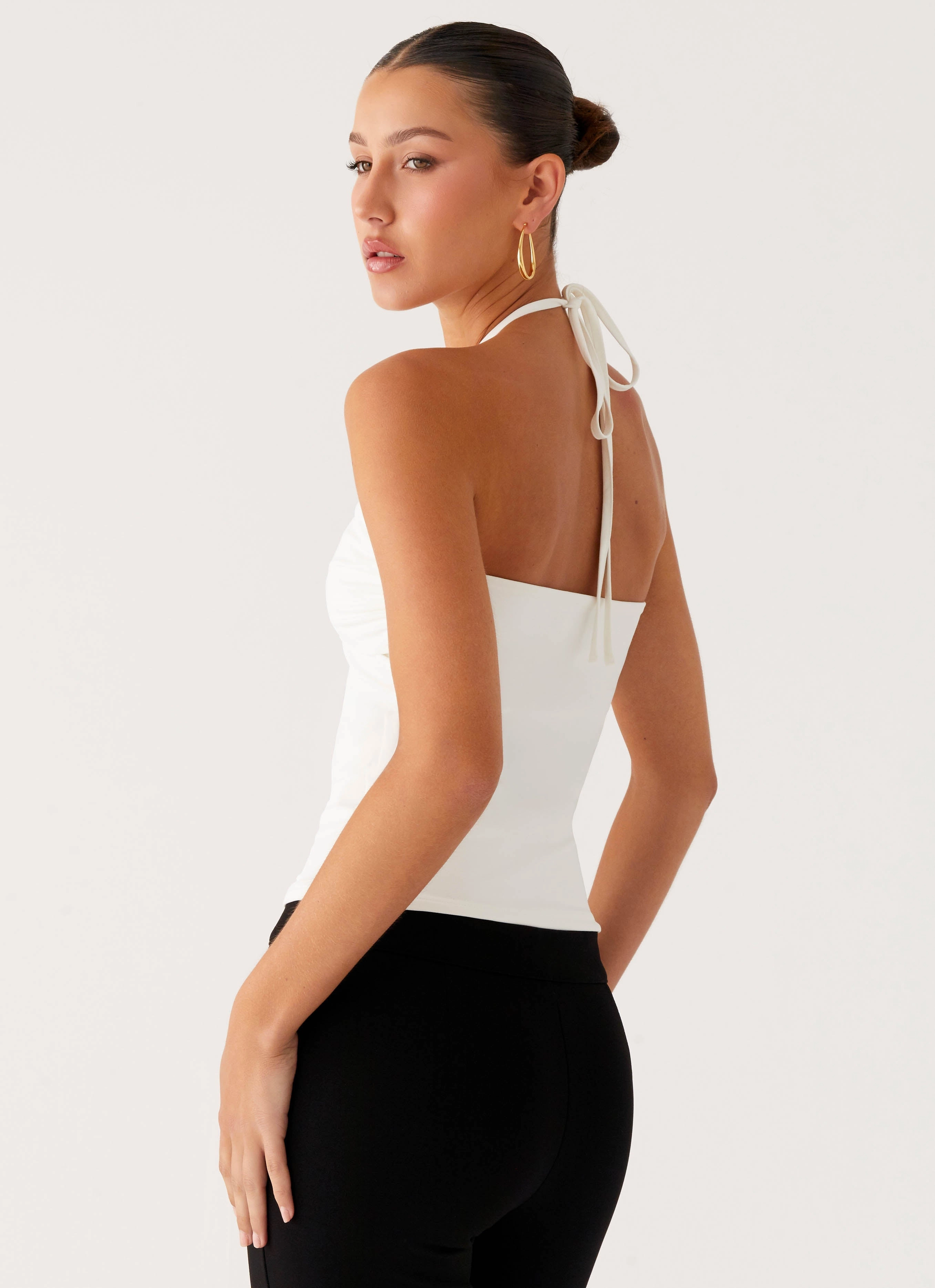 Good Thing Halter Top - White Casual Button-Down