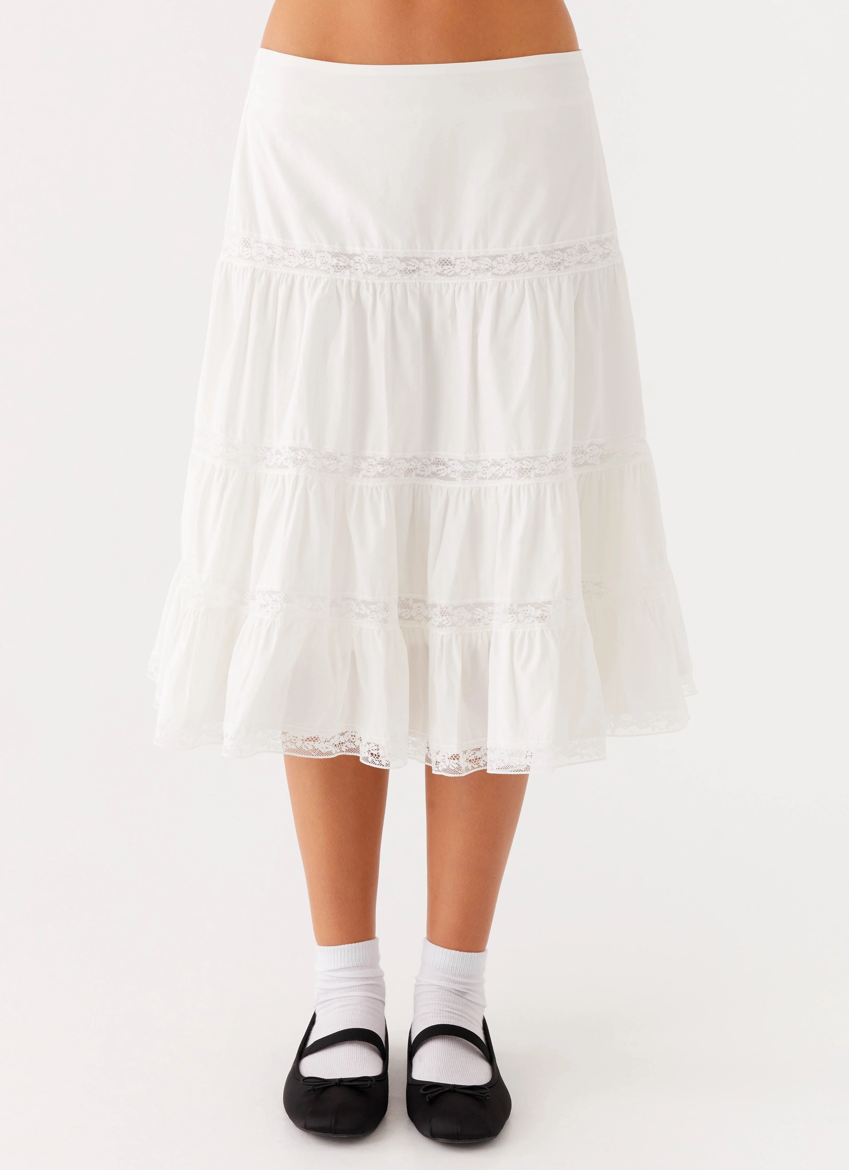 Good Vibes Midi Skirt - White high contrast