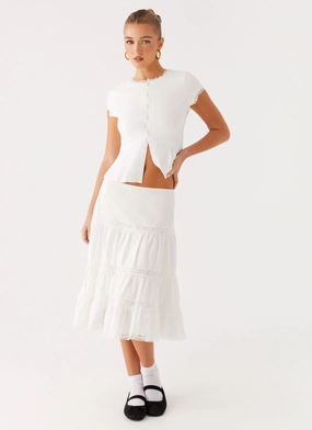 Good Vibes Midi Skirt - White Seasonal Drop