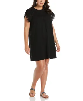 Plus Size Knit Eyelet Tee Dress Effortless Fit