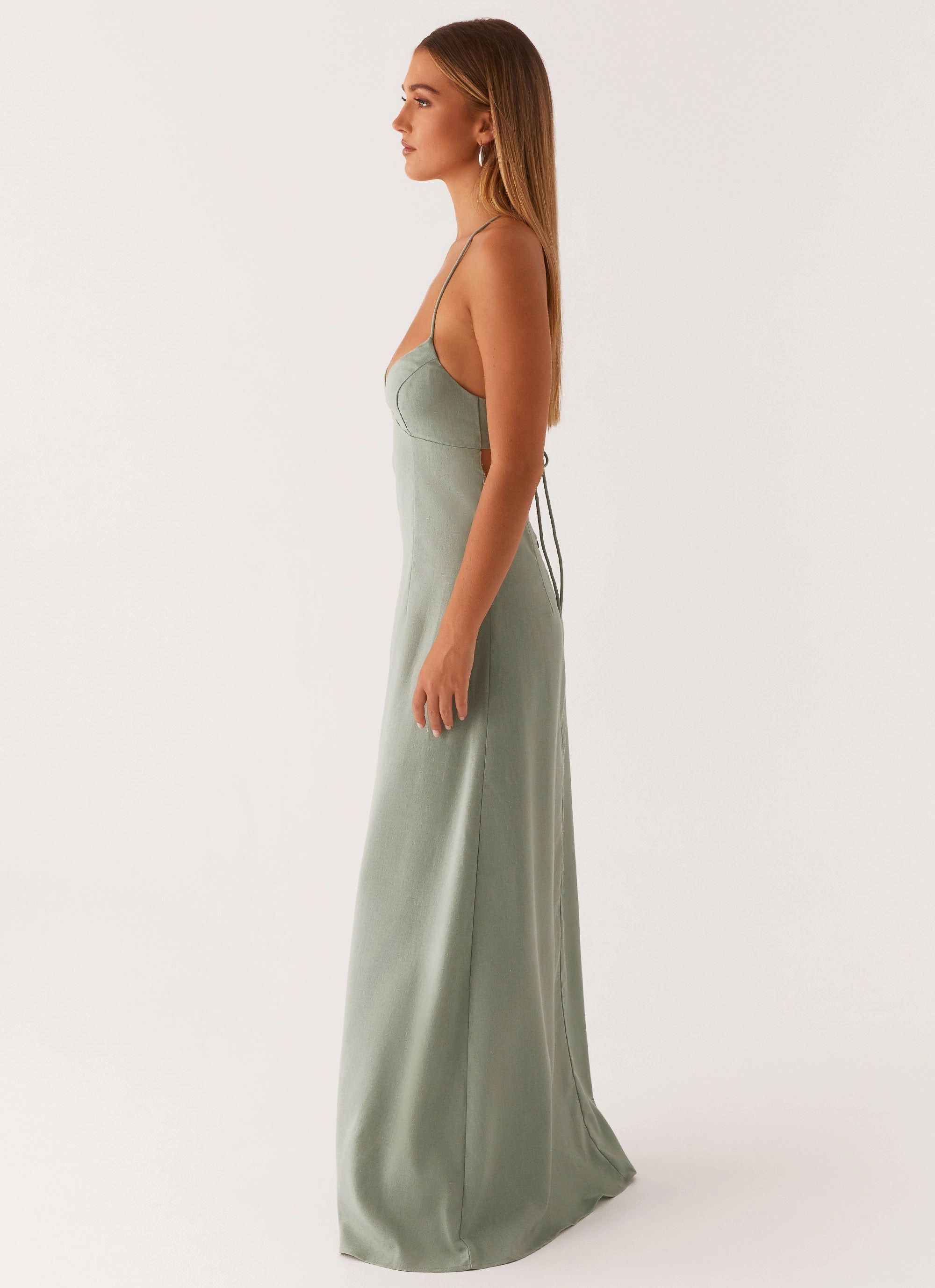 Middle Ground Linen Maxi Dress - Sage Simple Spirit