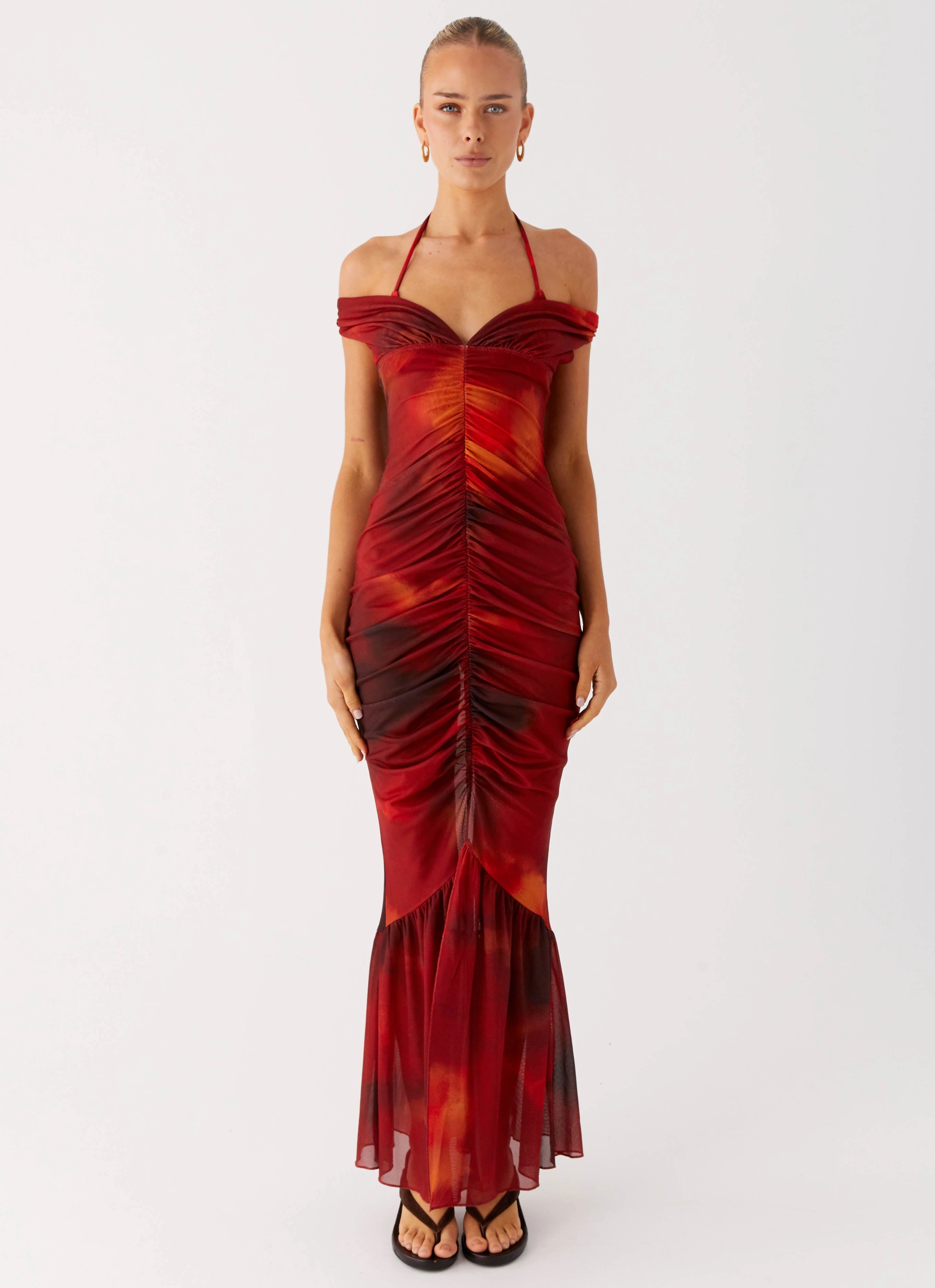 Love Me Not Maxi Dress - Scarlet Blur Edgy Look