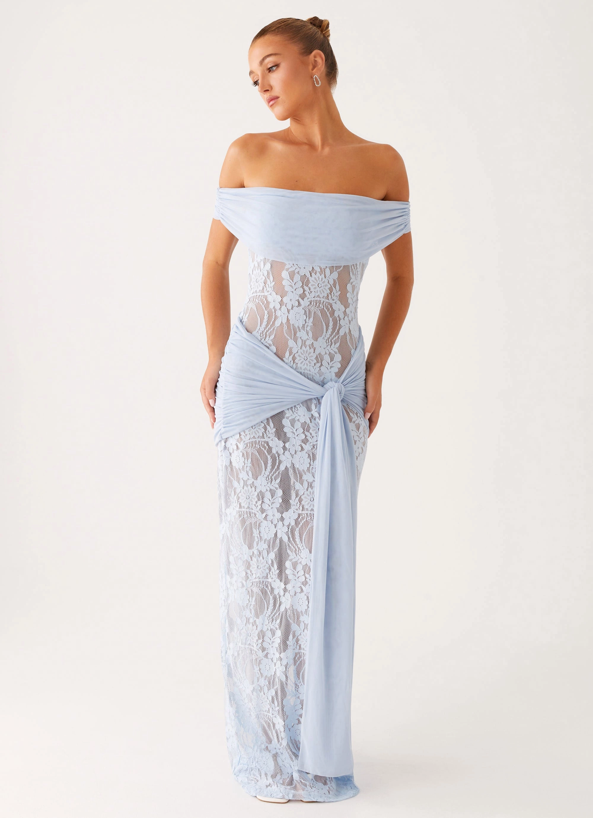 Gracie Twist Maxi Dress - Blue Light Bow