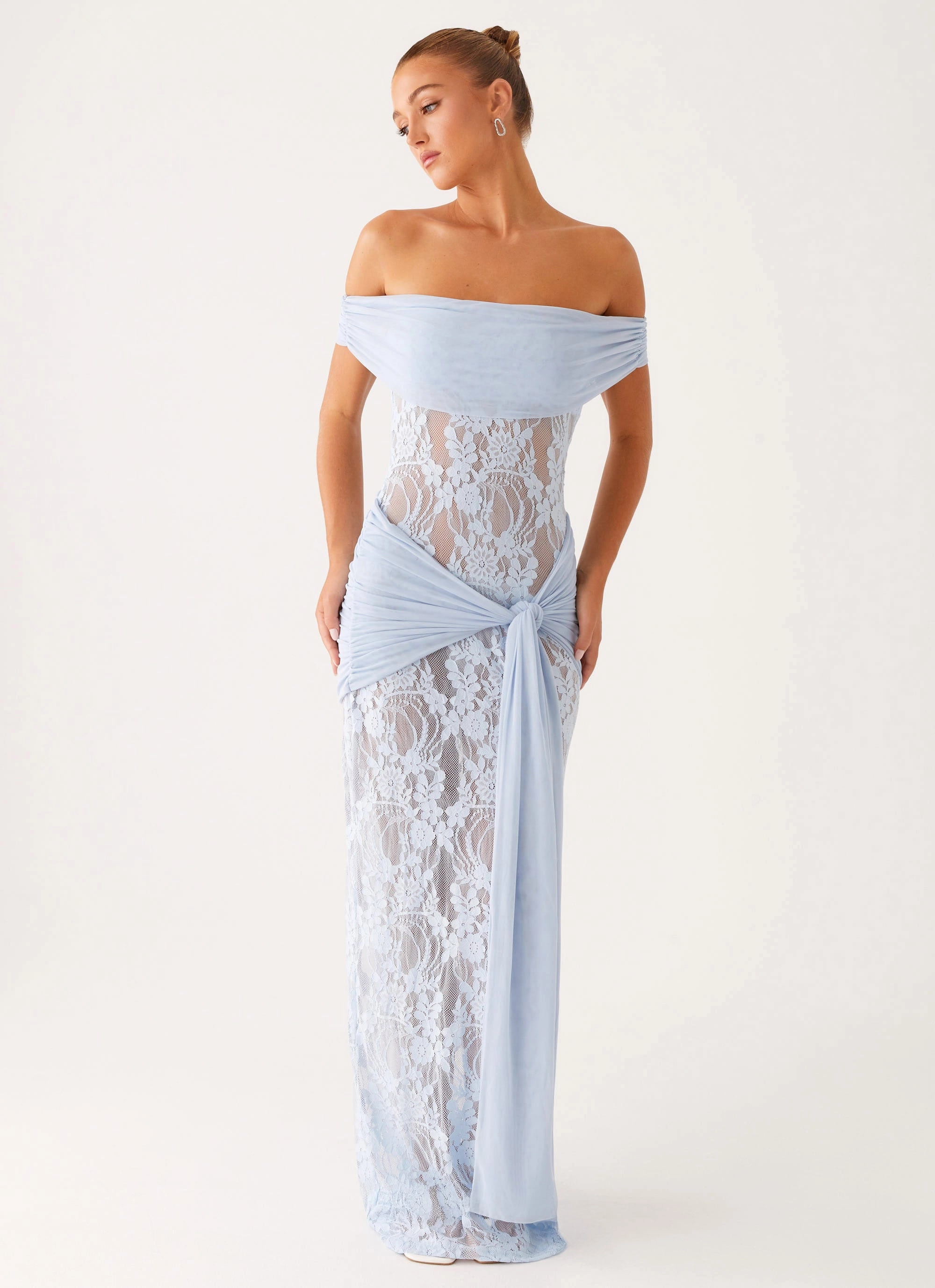 Crisp Texture Gracie Twist Maxi Dress - Blue