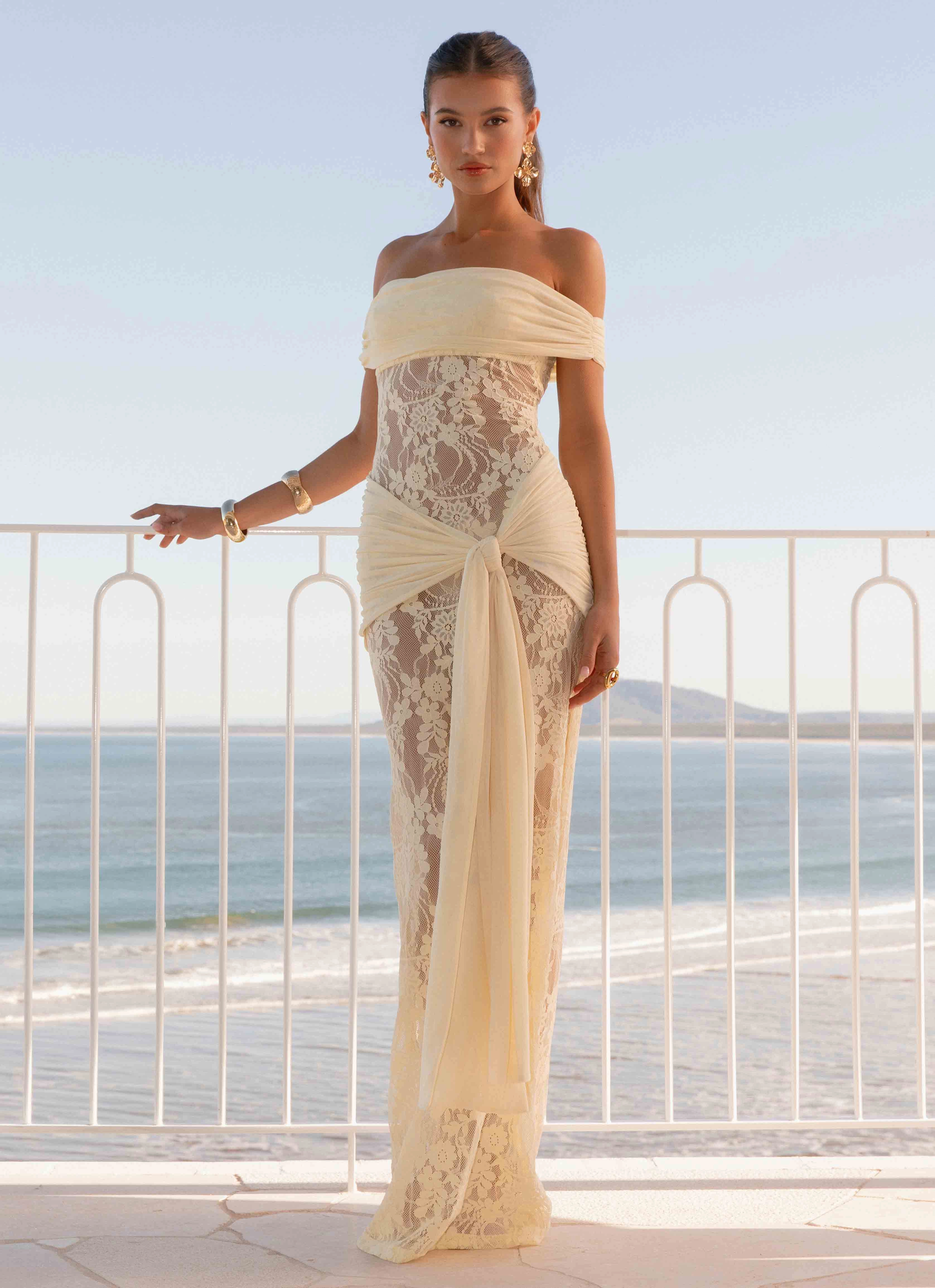 Gracie Twist Maxi Dress - Yellow Autumn Essential Sharp Motion