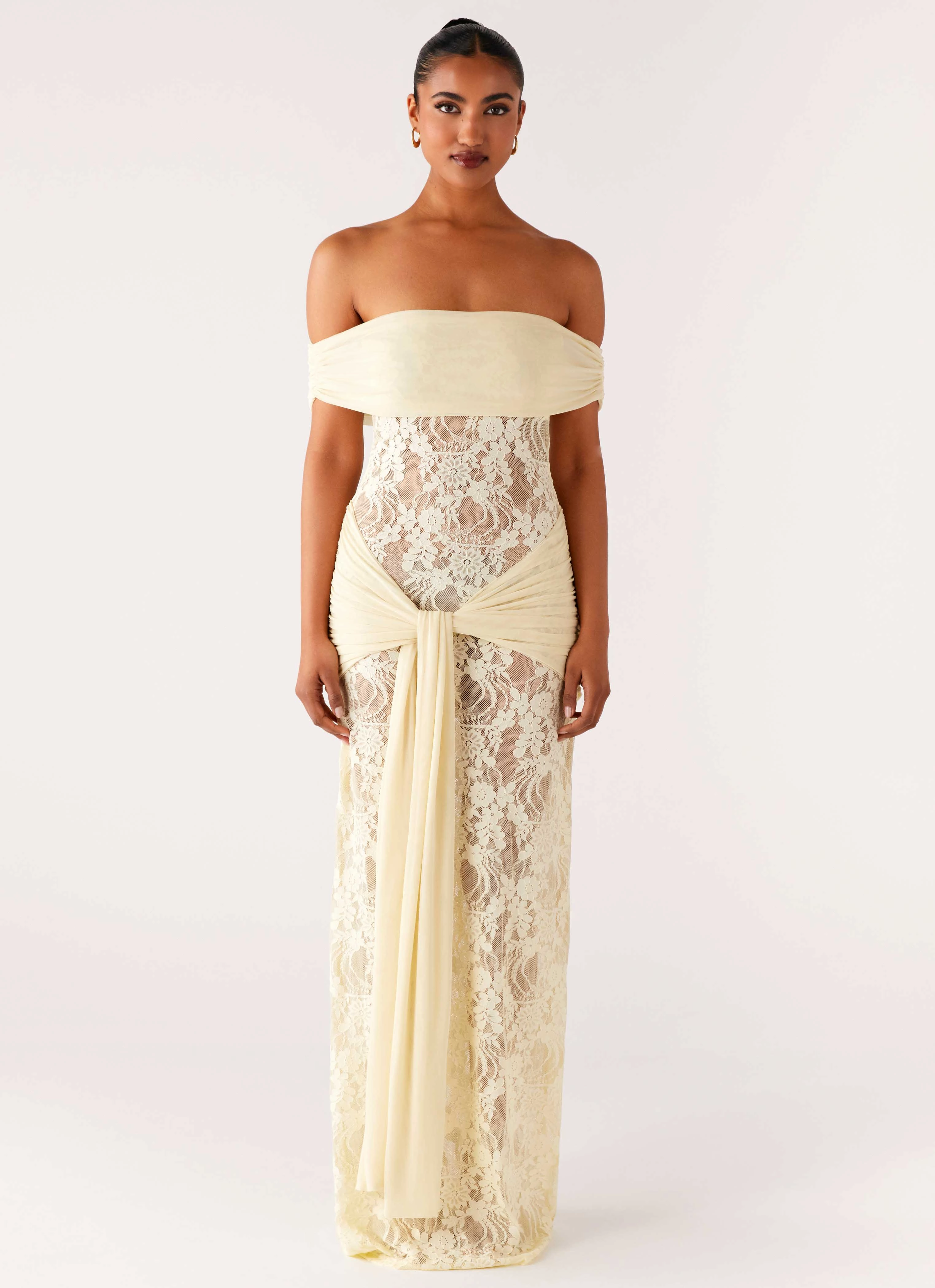 Retro Detail Peace Glow Gracie Twist Maxi Dress - Yellow