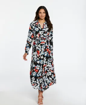 Eco Fabric Gathered Popover Midi Dress Luxe Wear