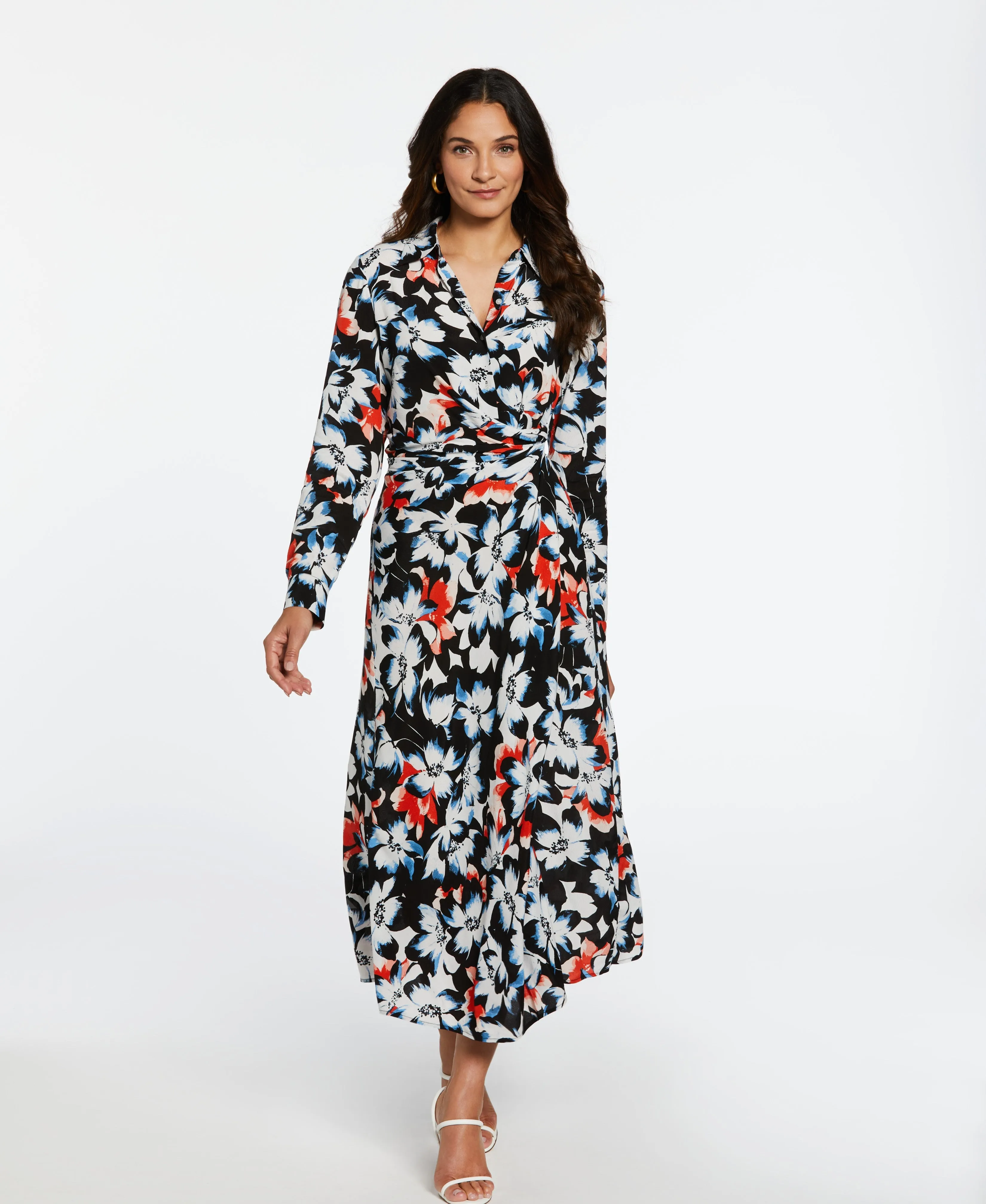 Casual Smart Timeless Layer Eco Fabric Gathered Popover Midi Dress