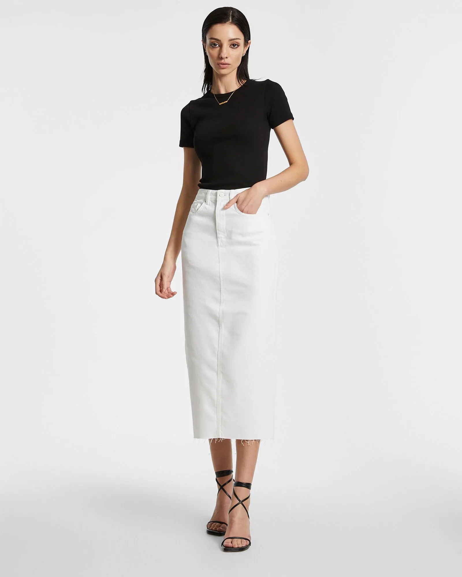 GRADUATE MIDI SKIRT BLANC Fresh Look