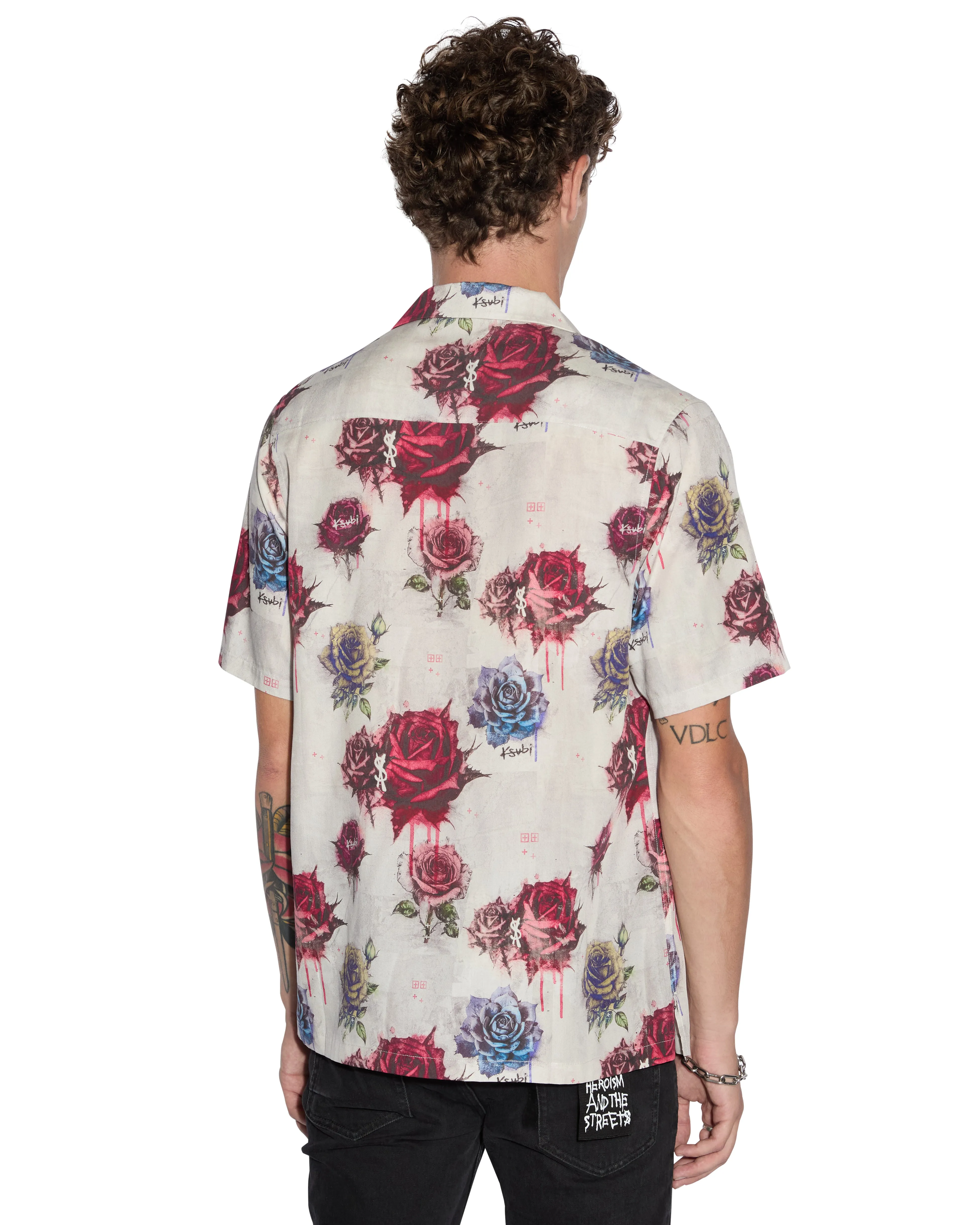 Soft Touch Feel Quick-Dry GRAFF ROSE RESORT SS SHIRT MULTI Layered Collar Structure