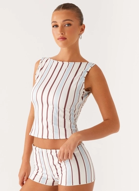 Sun's Out Tank Top - Blue Stripe Professional Cut