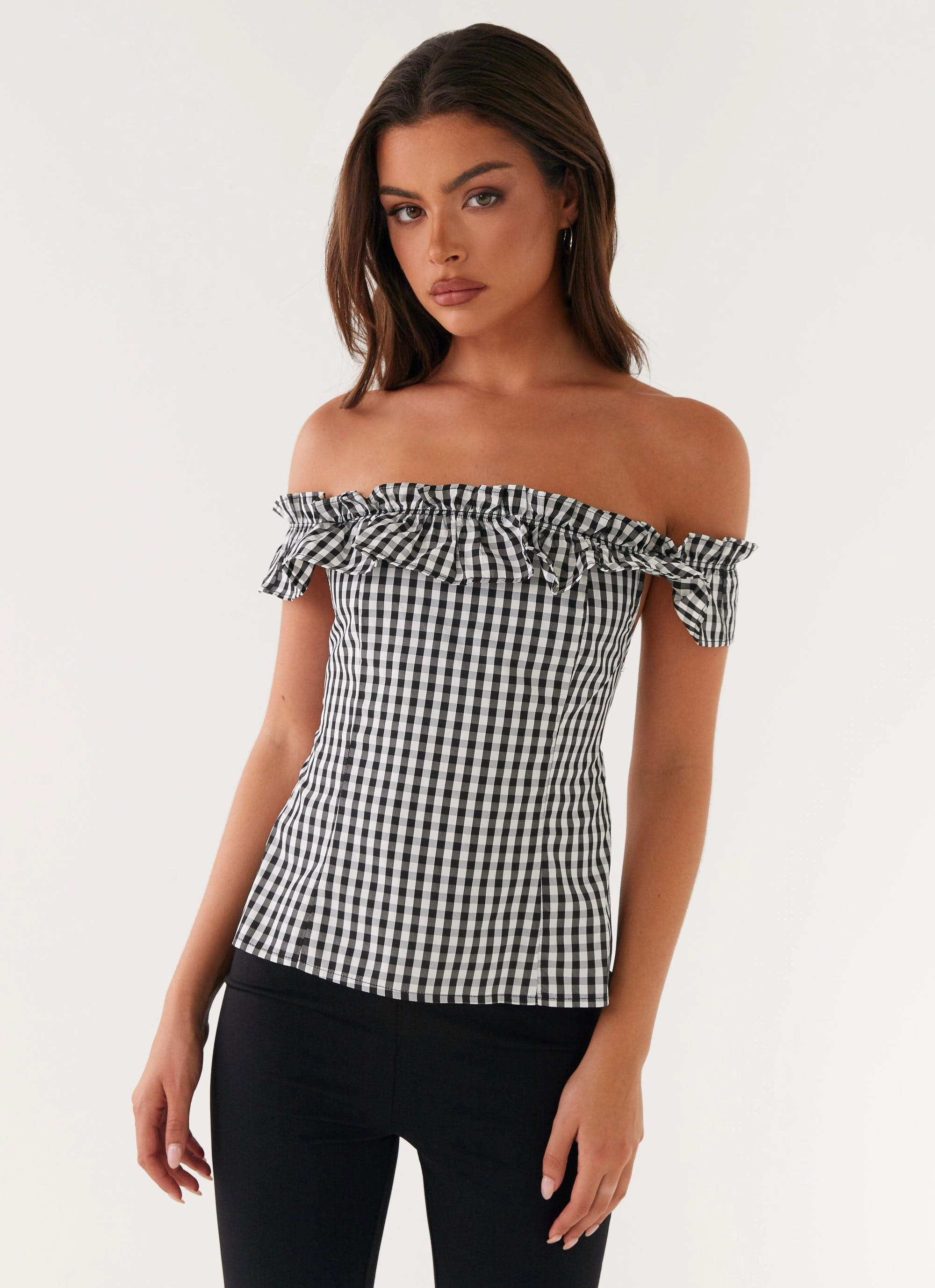 Gwyneth Top - Black Gingham Bound Edges