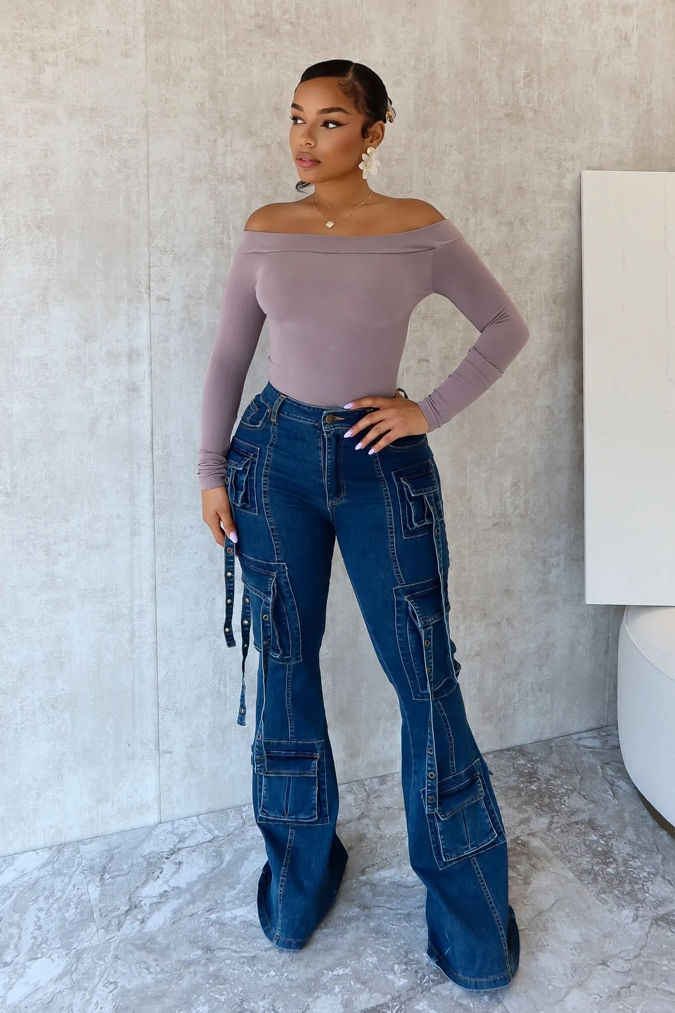 Low-rise style Hadley Flare Pockets Detail Denim Jeans