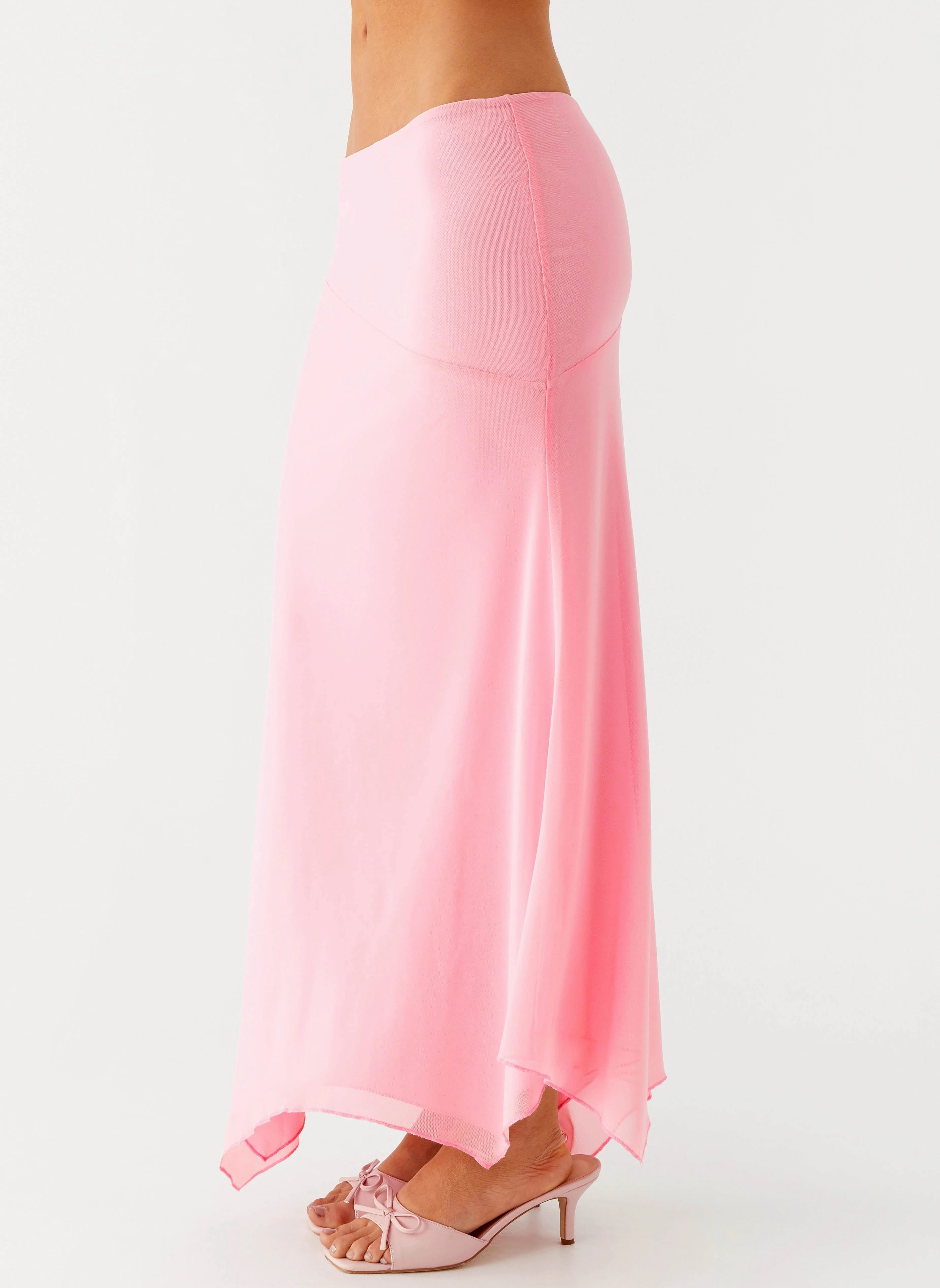Lightweight Lining Kerrie Hanky Midi Skirt - Baby Pink