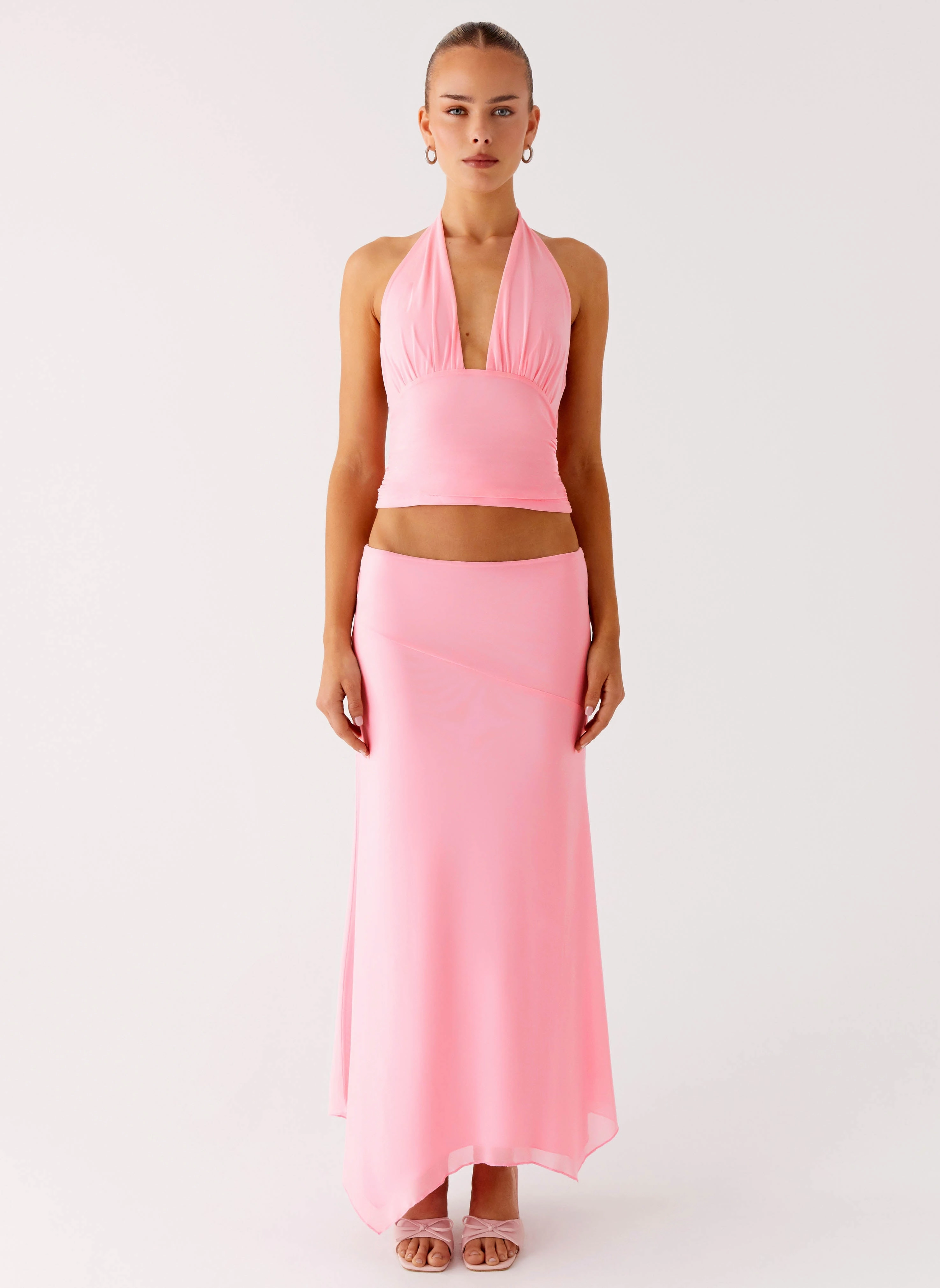Flowy legs Kerrie Hanky Midi Skirt - Baby Pink