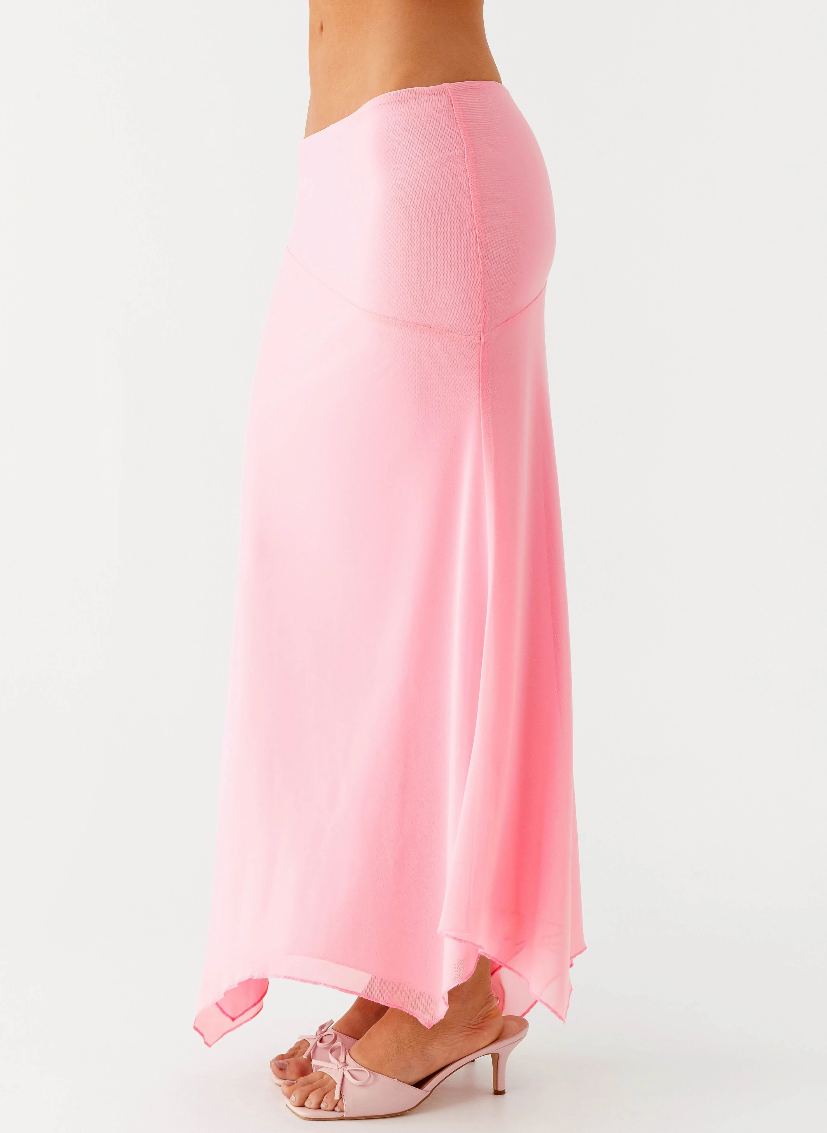 Breathable fabric Kerrie Hanky Midi Skirt - Baby Pink