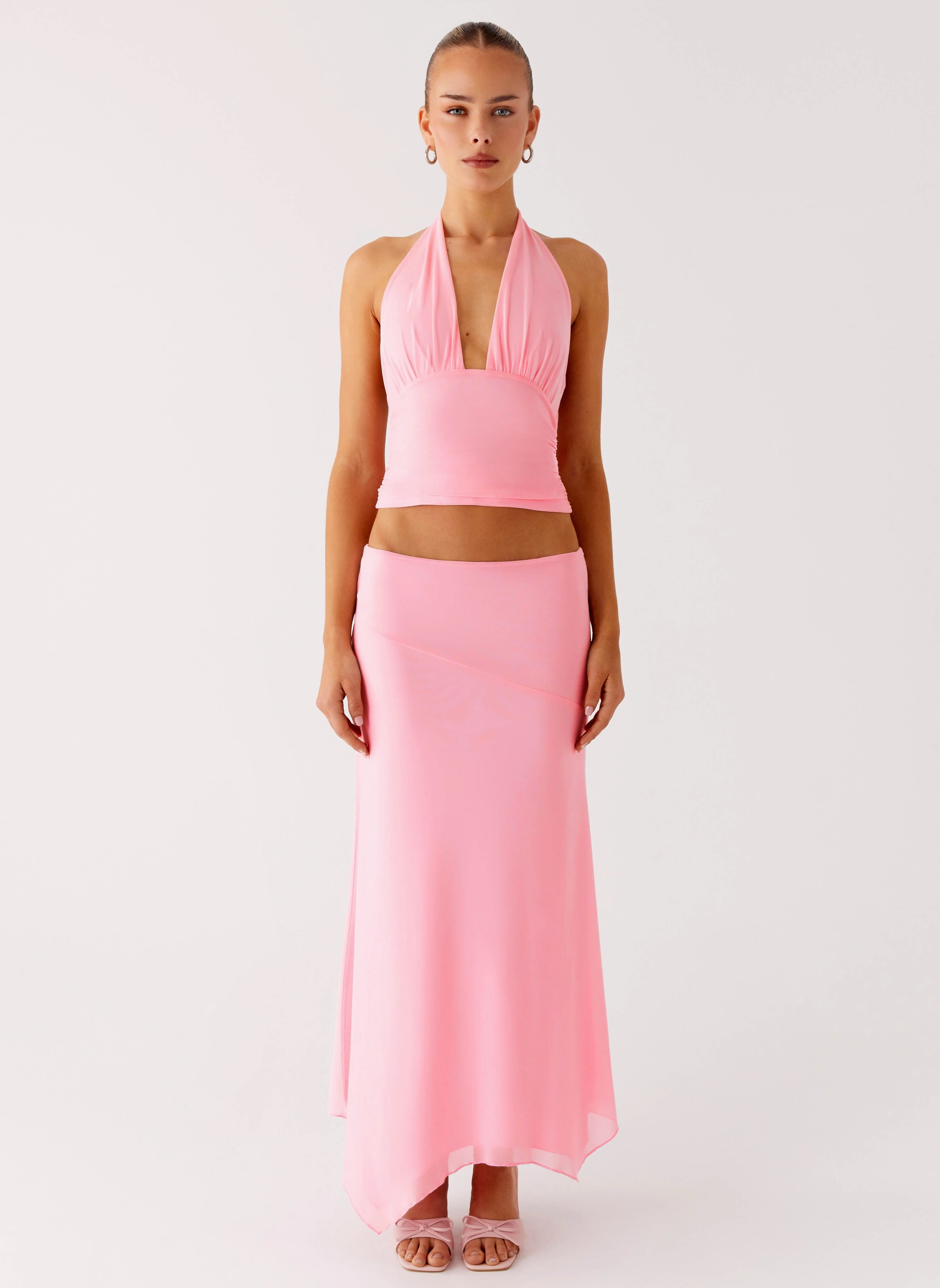 Kerrie Hanky Midi Skirt - Baby Pink Festival Outfit Outdoor Gathering