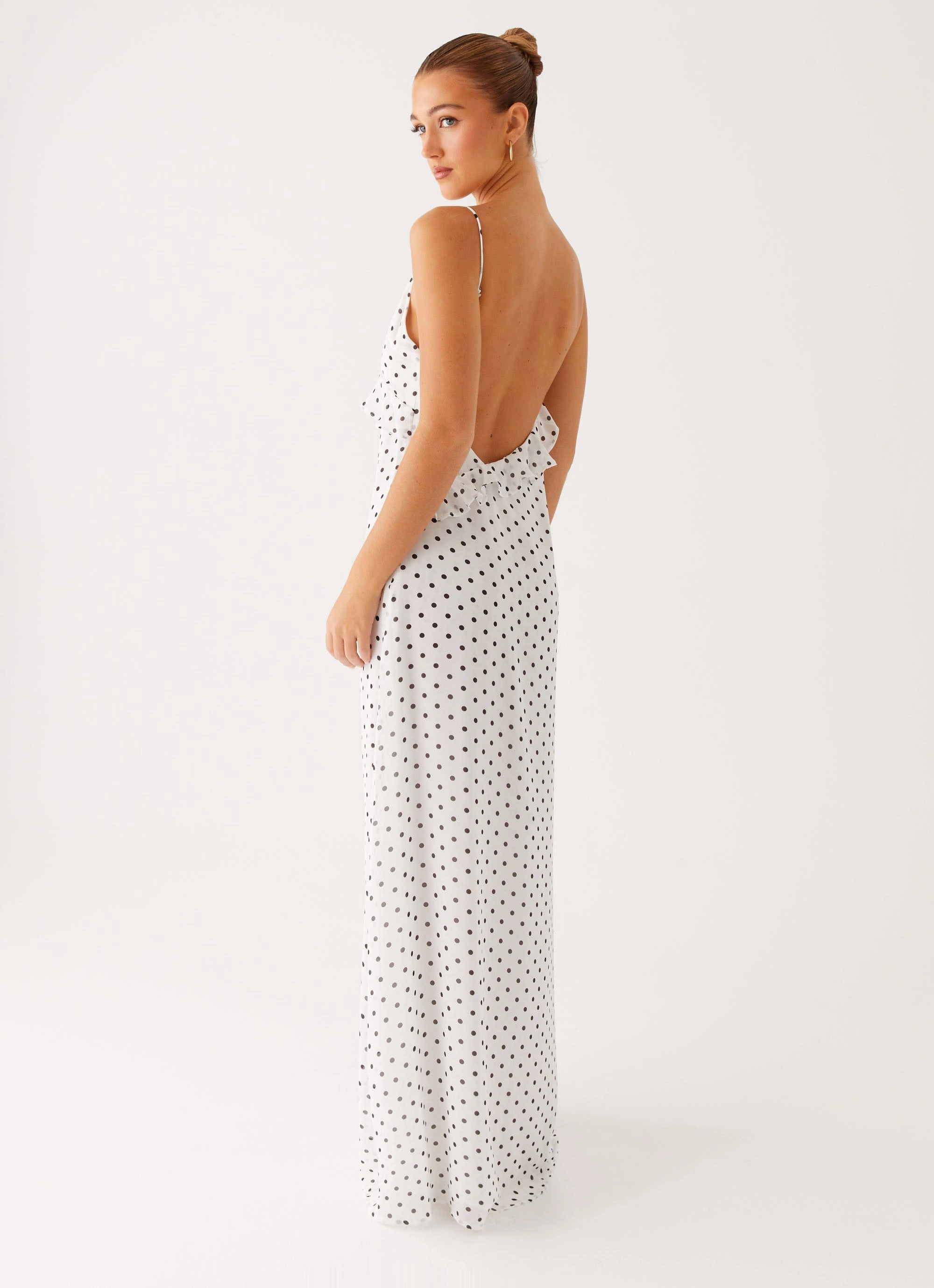 WideCollarDesign Harri Maxi Dress - White Polka Dot